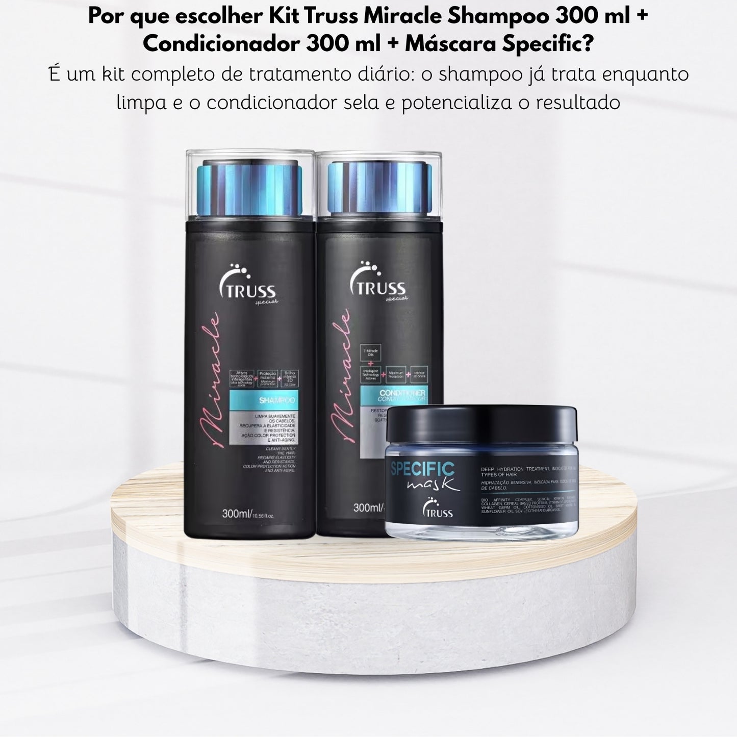 Kit Truss Miracle Shampoo 300 ml + Condicionador 300 ml + Máscara Specific