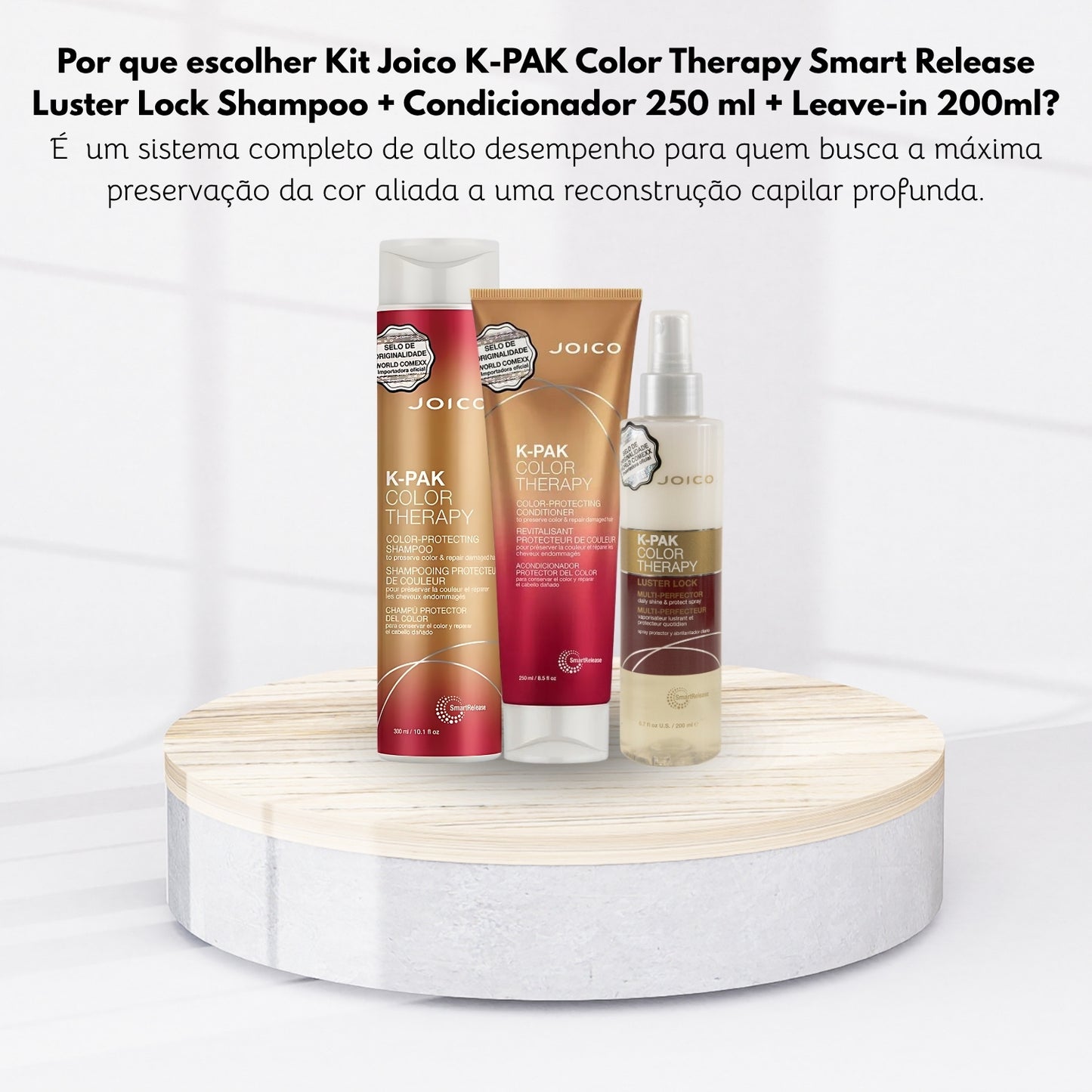 Kit Joico K-PAK Color Therapy Smart Release Luster Lock Shampoo + Condicionador 250 ml + Leave-in 200 ml