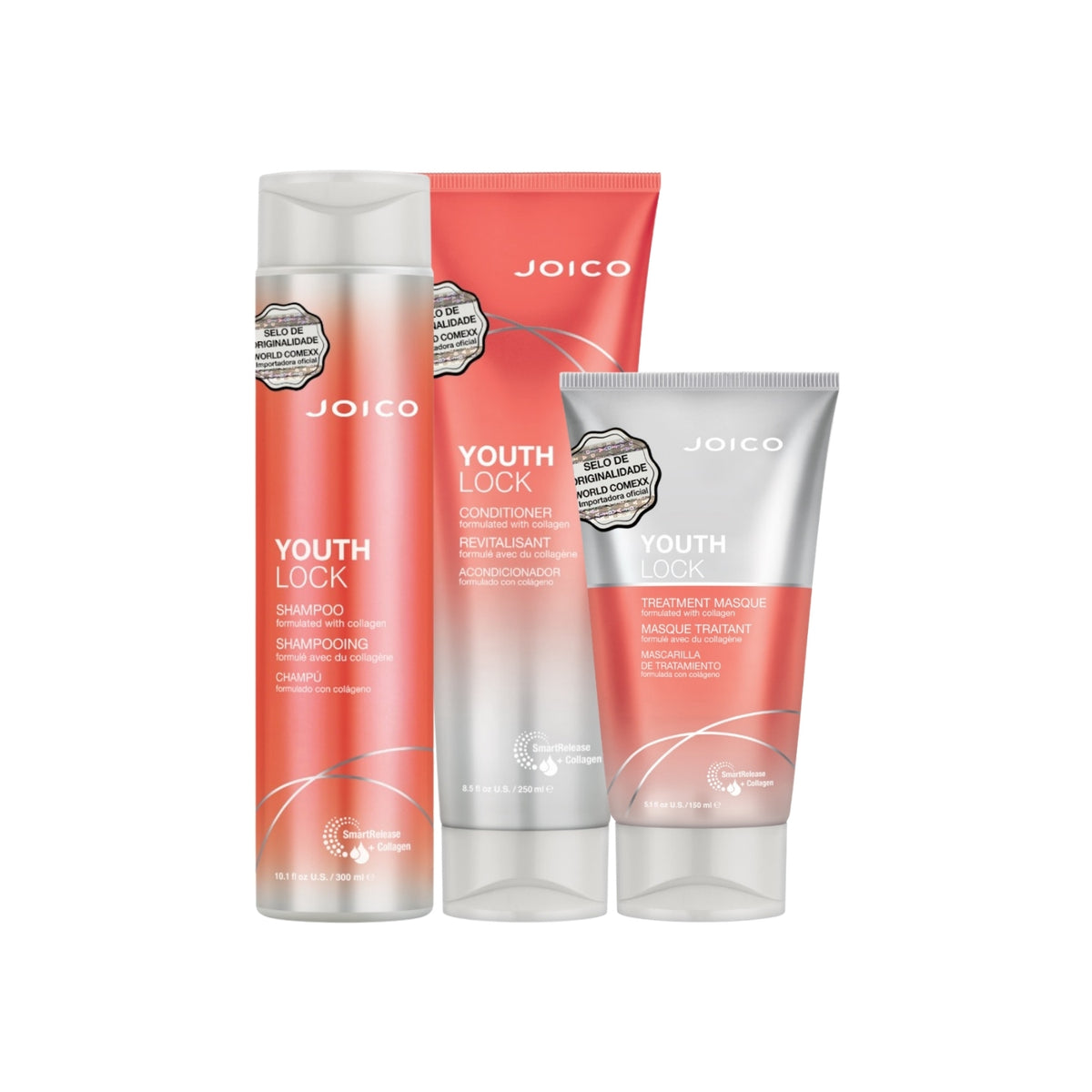 Kit Joico Youth Lock Shampoo 300 ml + Condicionador 250 ml + Máscara 150 ml