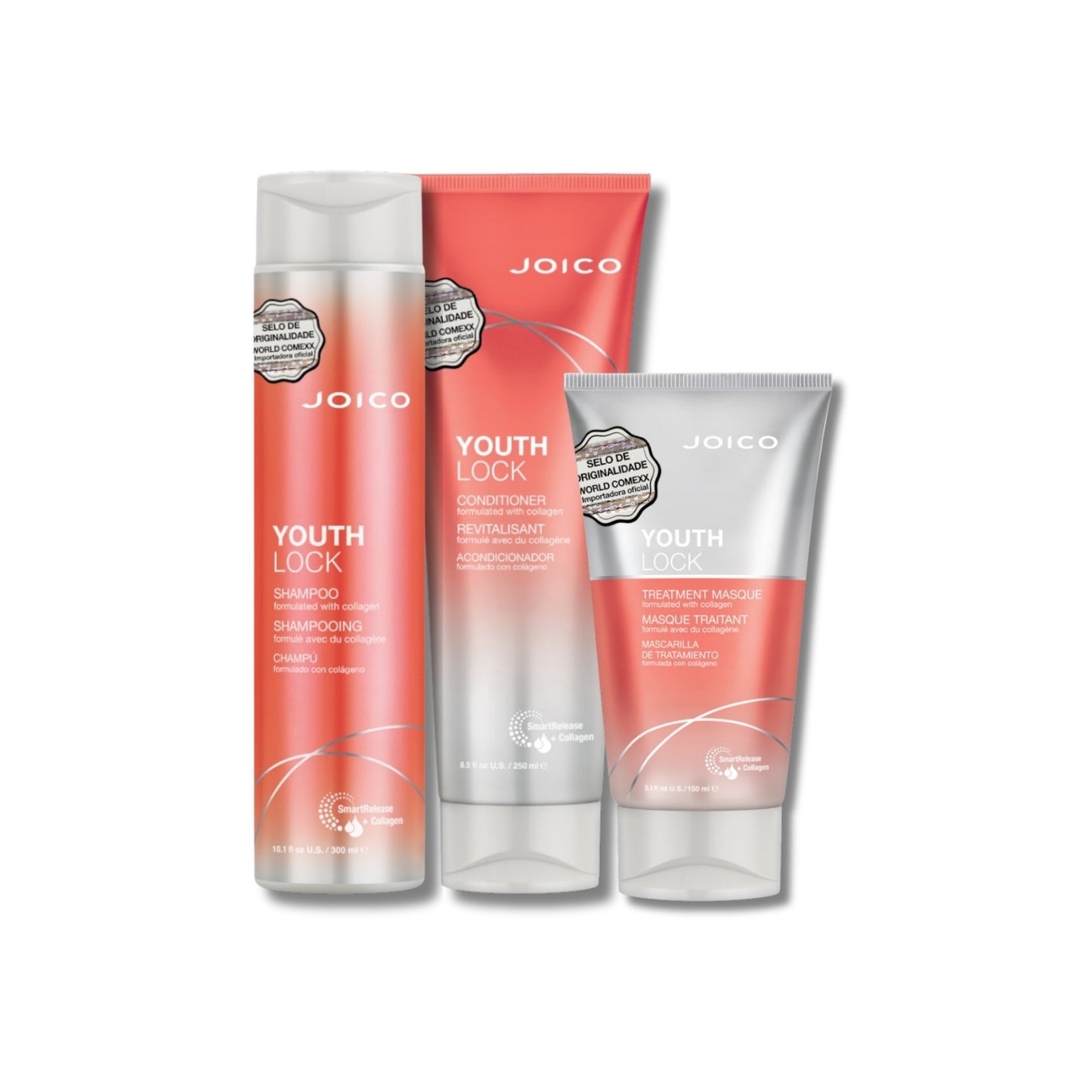 Kit Joico Youth Lock Shampoo 300 ml + Condicionador 250 ml + Máscara 150 ml