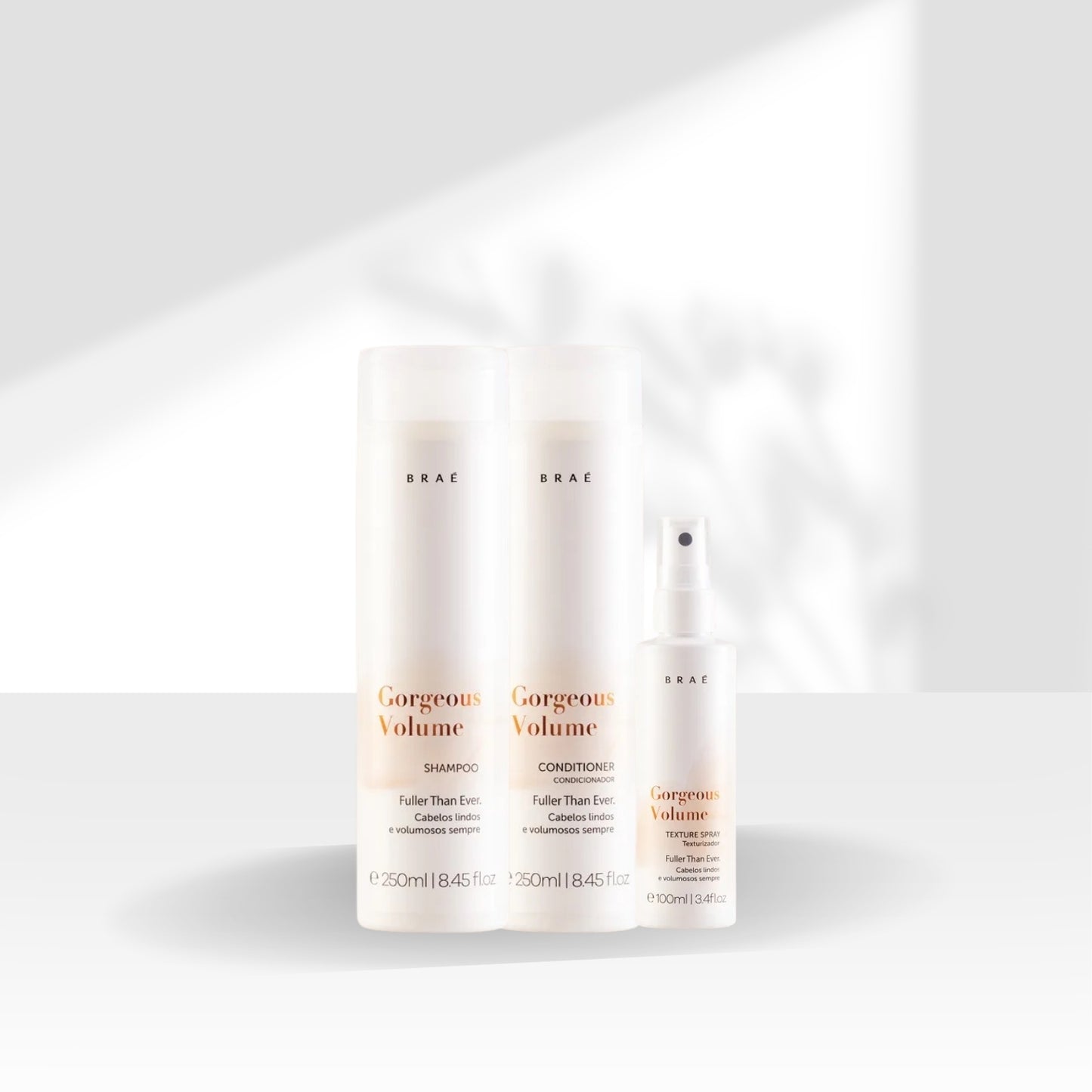 Kit Braé Gorgeous Volume Shampoo + Condicionador 250 ml + Spray