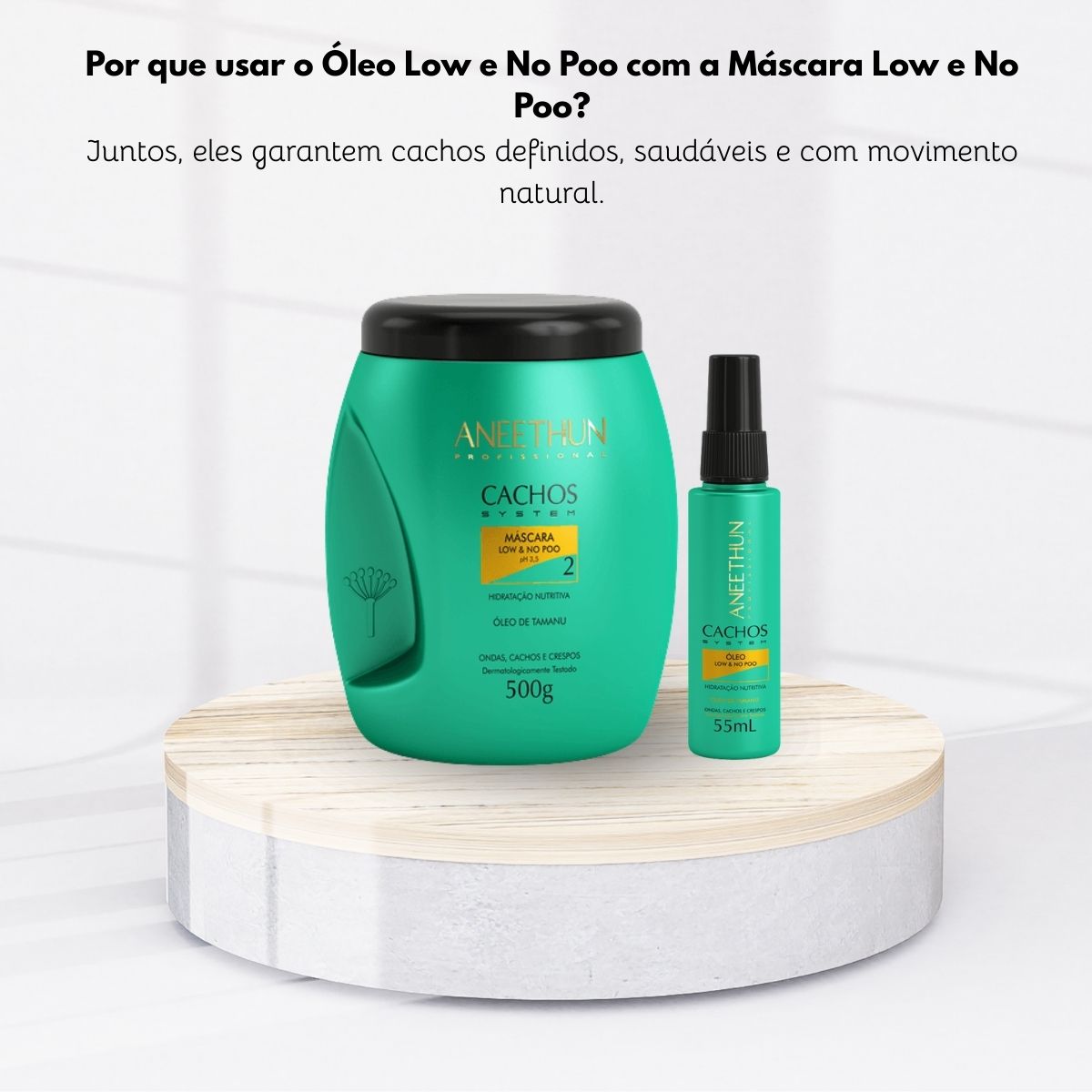 Kit Aneethun Cachos Máscara 500 g + Oleo Hidratação 55 ml para Cabelo Cacheado