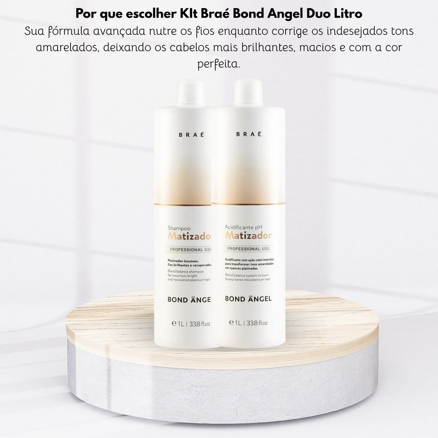 Kit Braé Bond Angel Shampoo Matizador 1 Litro + Acidificante 1 Litro