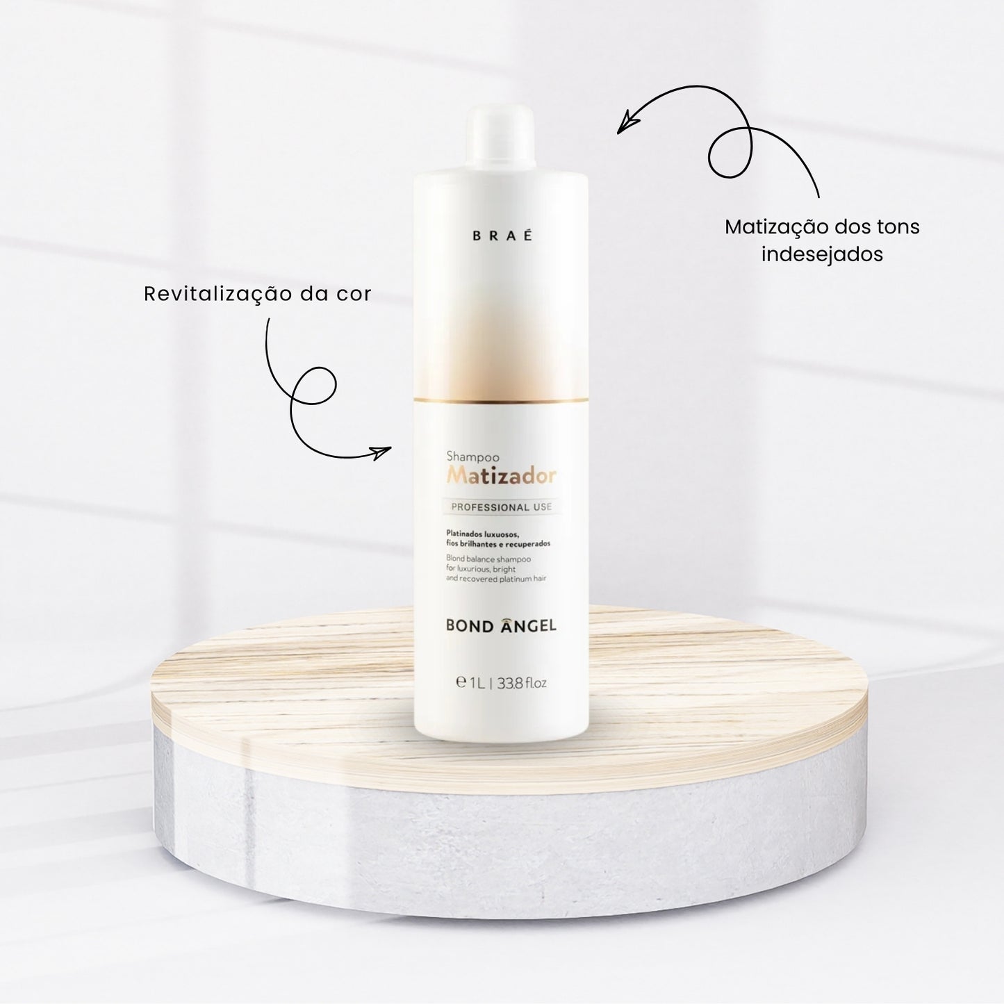 Kit Braé Bond Angel Shampoo Matizador 1 Litro + Acidificante 1 Litro + Leave-in 200 ml