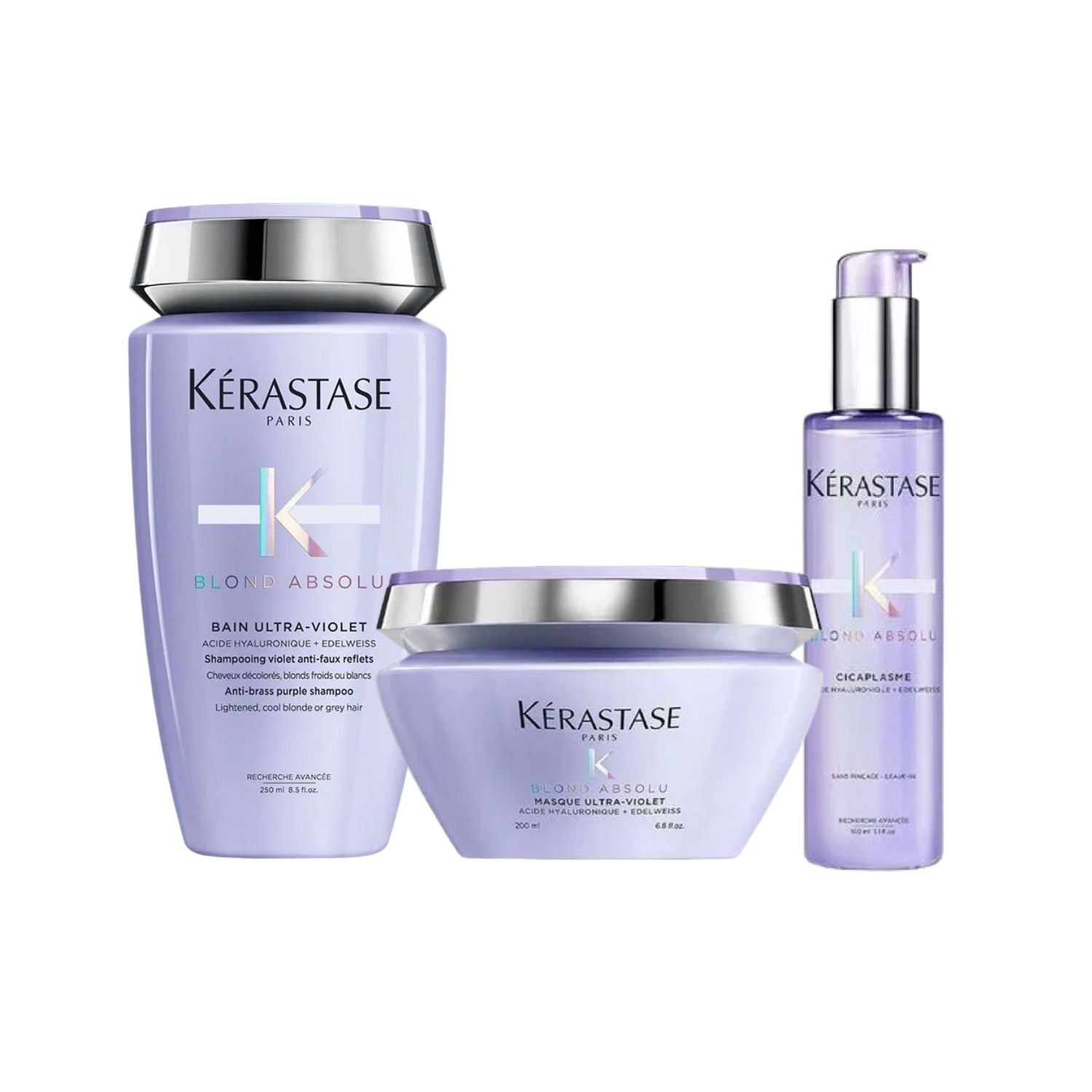 4個セット！Kérastase Bain Ultra-Violet 250ml Kit Kérastase Blond Absolu Ultra-Violet Duo (Shampoo + Máscara