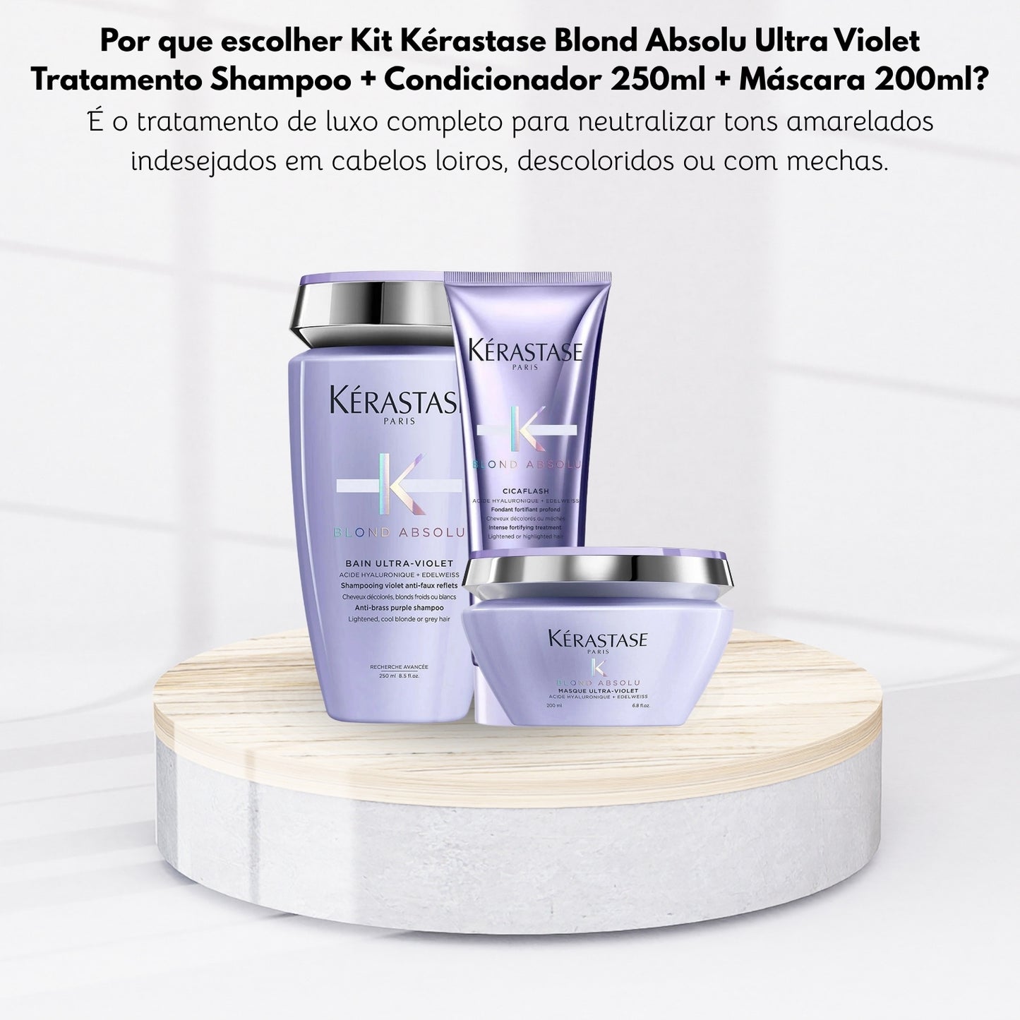 Kit Kérastase Blond Absolu Ultra Violet Tratamento Shampoo + Condicionador 250 ml + Máscara 200 ml