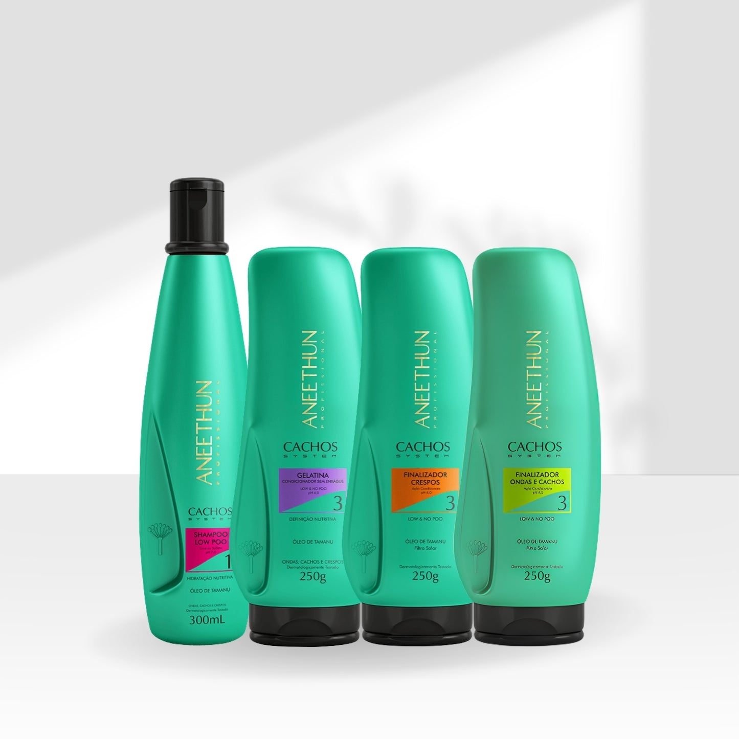 Kit Aneethun Cachos Shampoo 300 ml + Finalizador Crespos + Ondas e Cachos + Gelatina 250 g