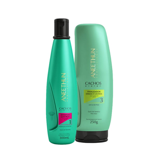 Kit Aneethun Cachos Shampoo 300 ml + Finalizador Ondas e Cachos 250 g para Cabelo Cacheado