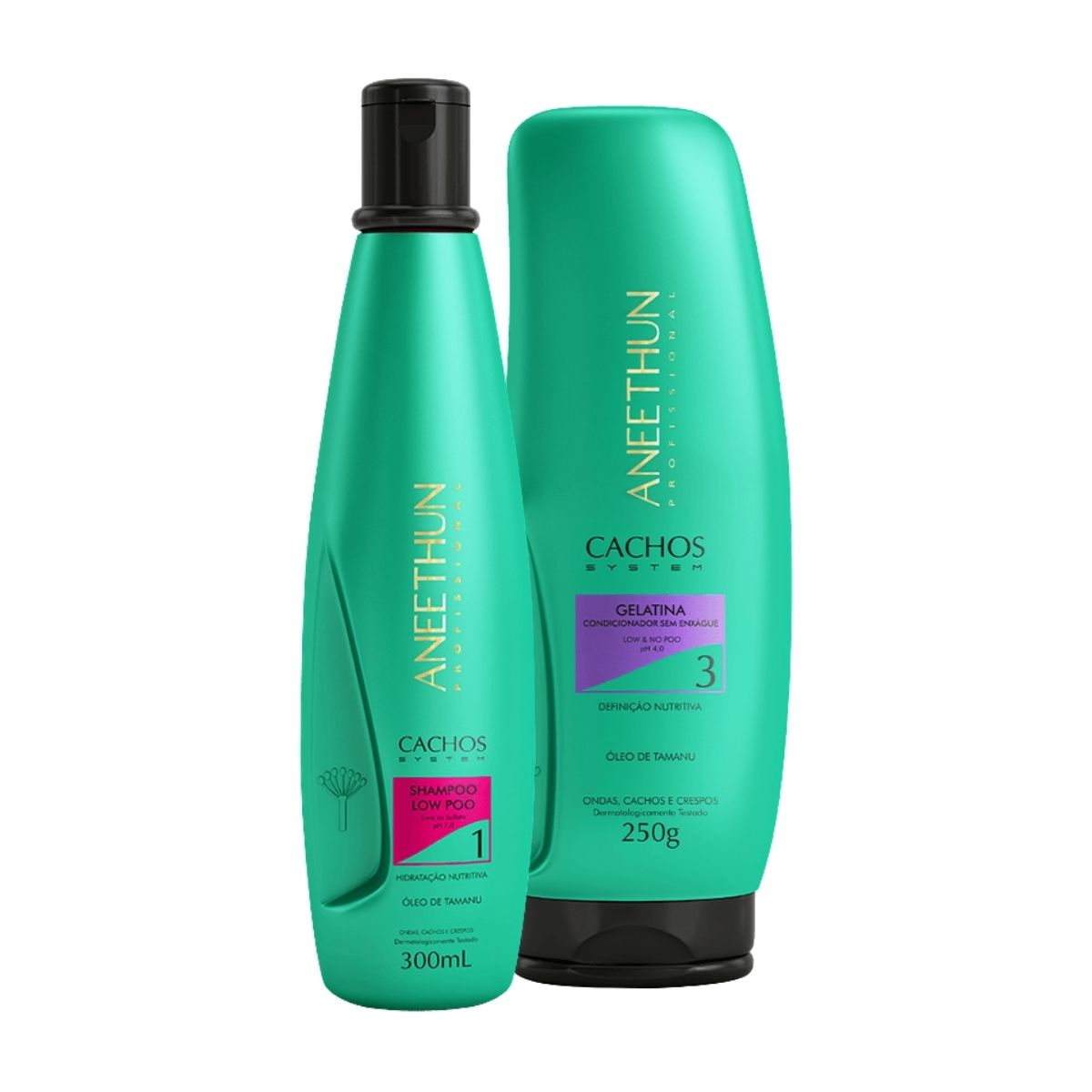 Kit Aneethun Cachos Shampoo 300 ml + Gelatina 250 g para Cabelo Cacheado