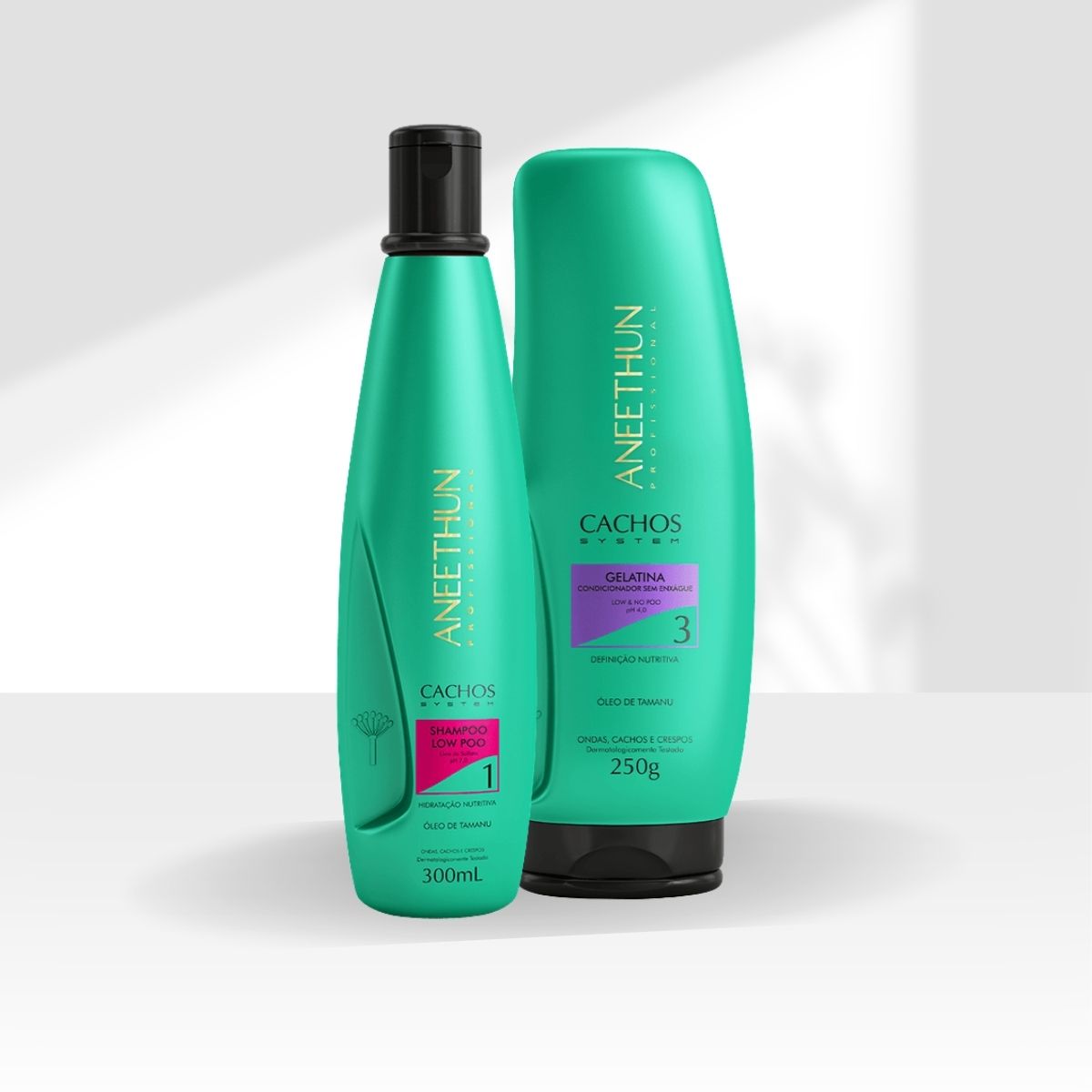 Kit Aneethun Cachos Shampoo 300 ml + Gelatina 250 g para Cabelo Cacheado