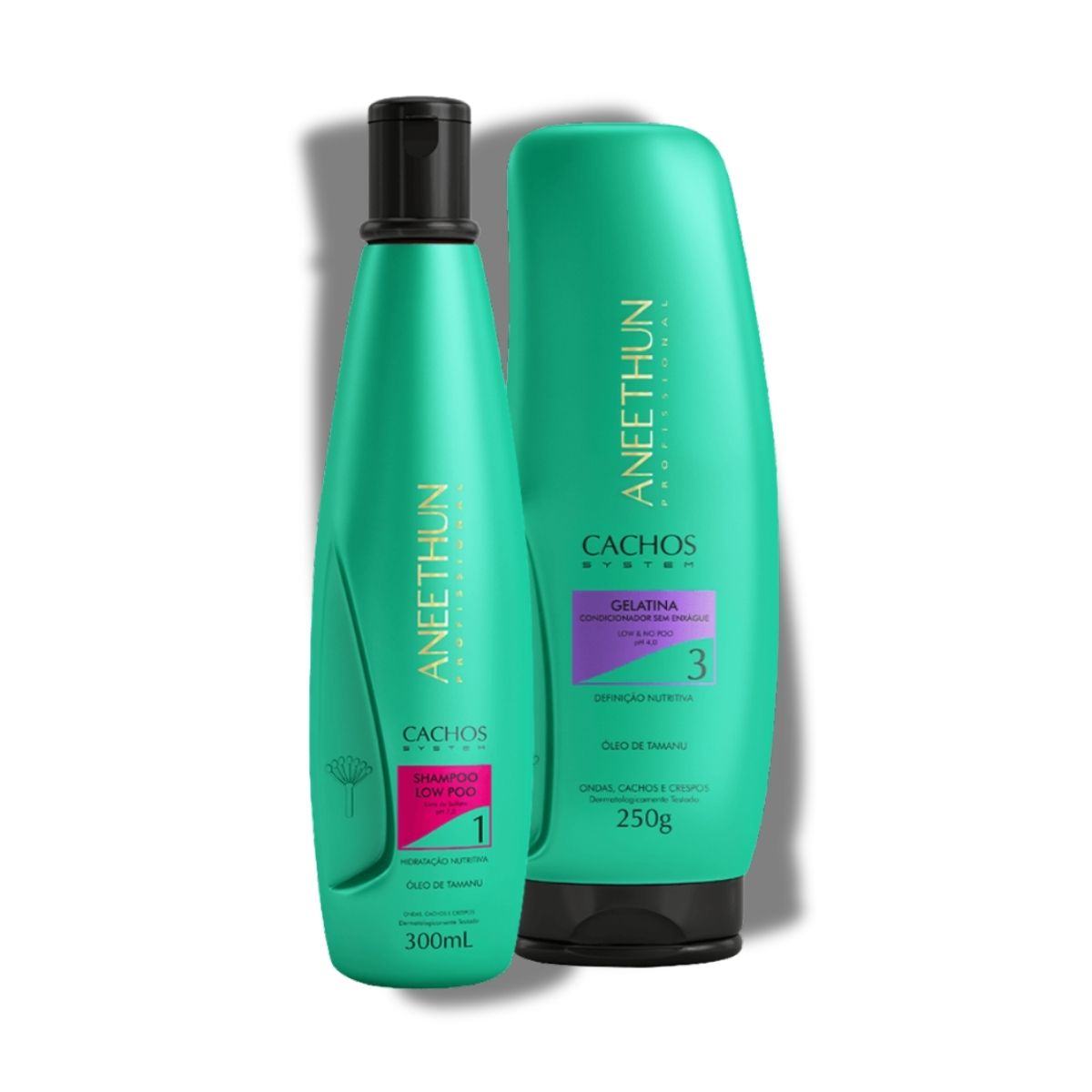 Kit Aneethun Cachos Shampoo 300 ml + Gelatina 250 g para Cabelo Cacheado