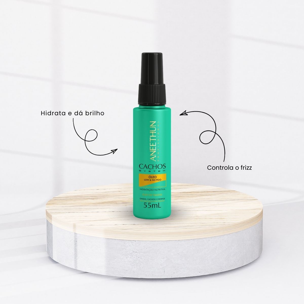 Kit Aneethun Cachos Shampoo 300 ml + Máscara 500 g + Oleo 55 ml para Cabelo Cacheado