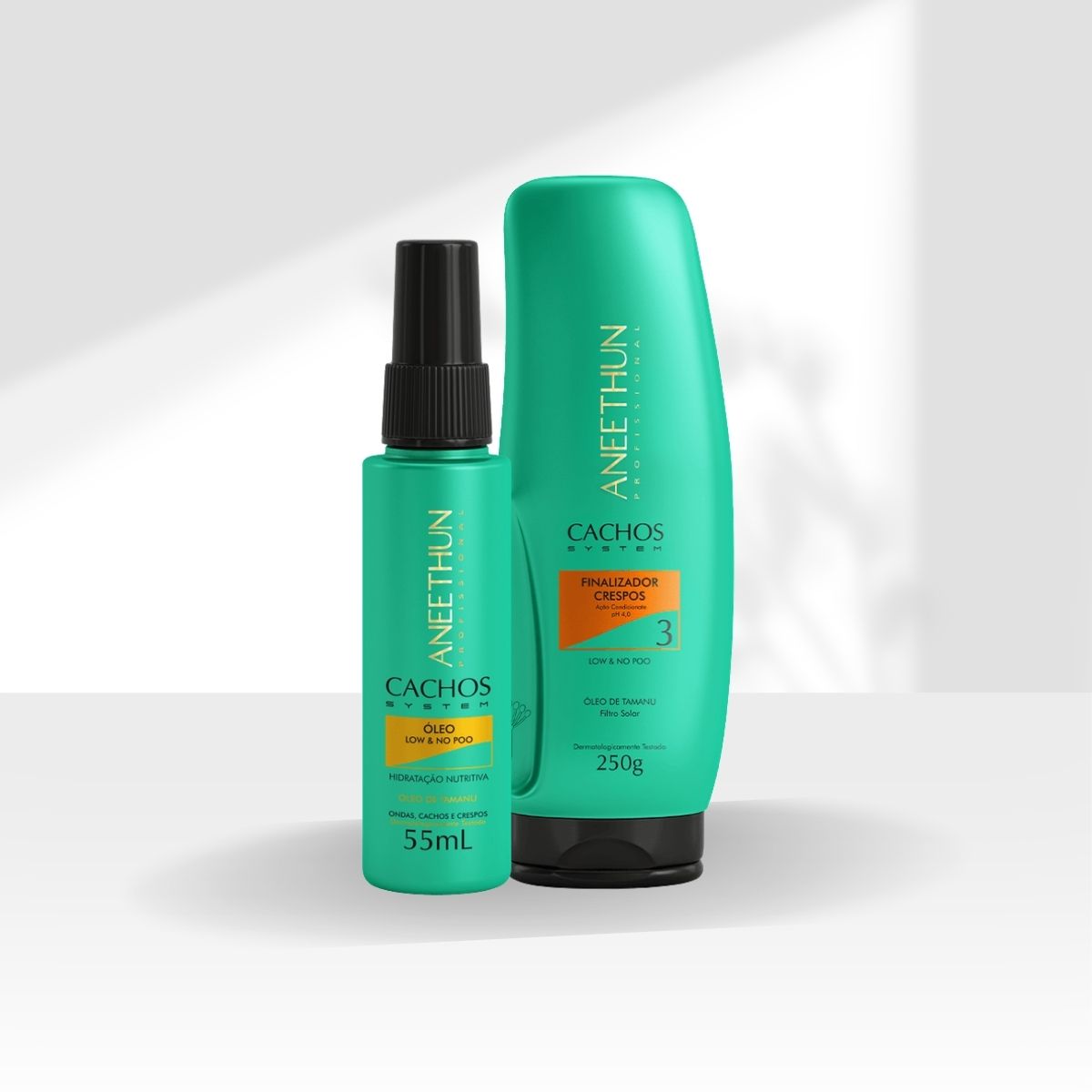 Kit Aneethun Cachos Finalizador Crespos 250 g + Oleo Low No Poo Hidratação 55 ml para Cabelo Cacheado
