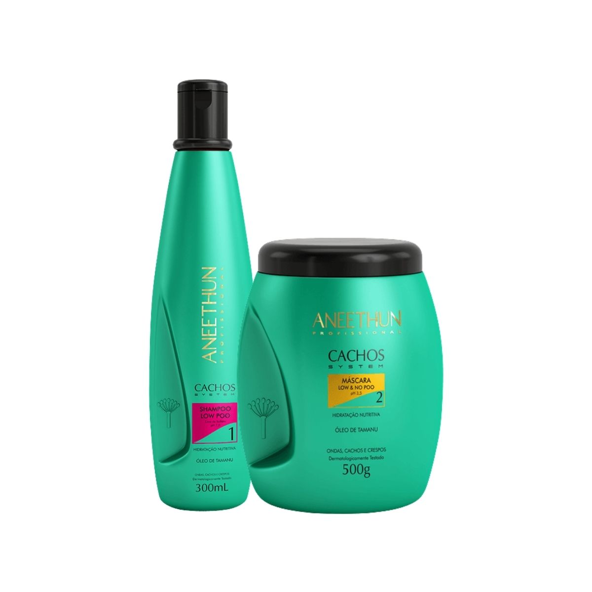 Kit Aneethun Cachos Shampoo 300 ml + Máscara 500 g para Cabelo Cacheado