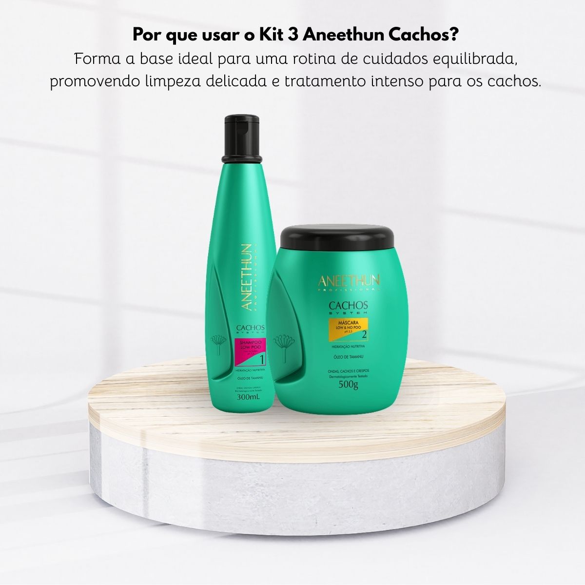 Kit Aneethun Cachos Shampoo 300 ml + Máscara 500 g para Cabelo Cacheado