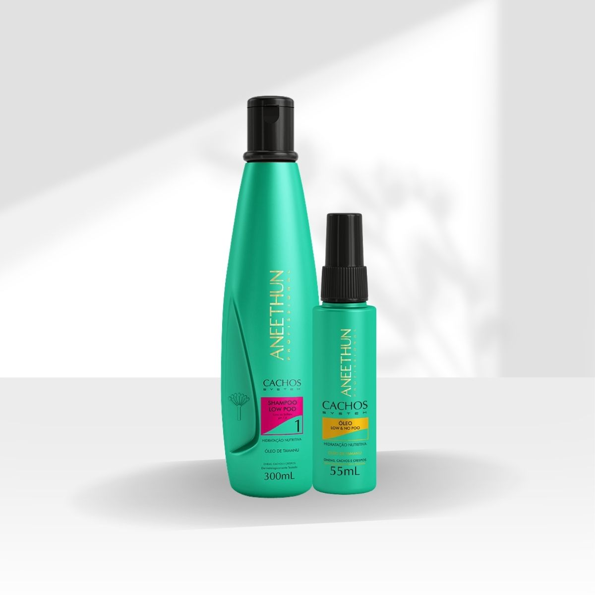 Kit Aneethun Cachos Shampoo 300 ml + Oleo de Hidratação 55 ml para Cabelo Cacheado