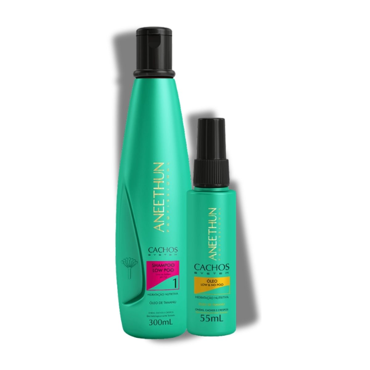 Kit Aneethun Cachos Shampoo 300 ml + Oleo de Hidratação 55 ml para Cabelo Cacheado