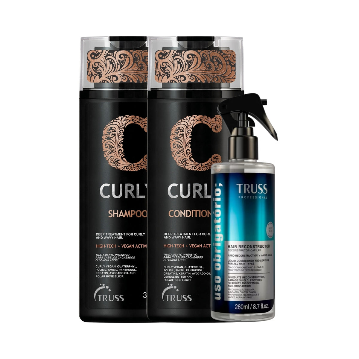 Kit Truss Curly Shampoo 300 ml + Condicionador 300 ml + Uso Obrigatório 260 ml