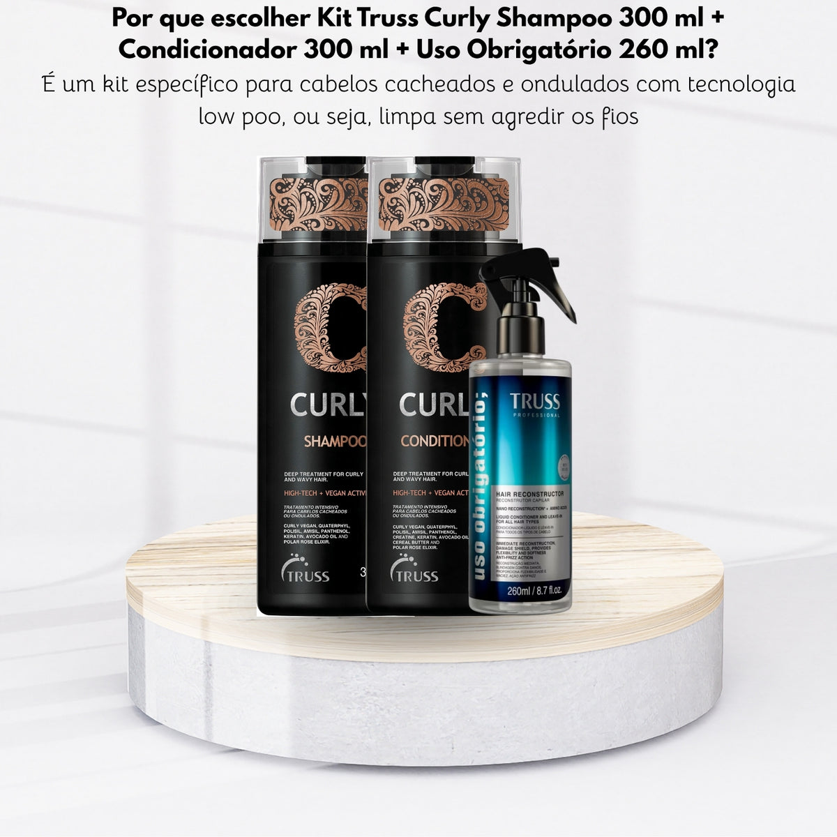 Kit Truss Curly Shampoo 300 ml + Condicionador 300 ml + Uso Obrigatório 260 ml