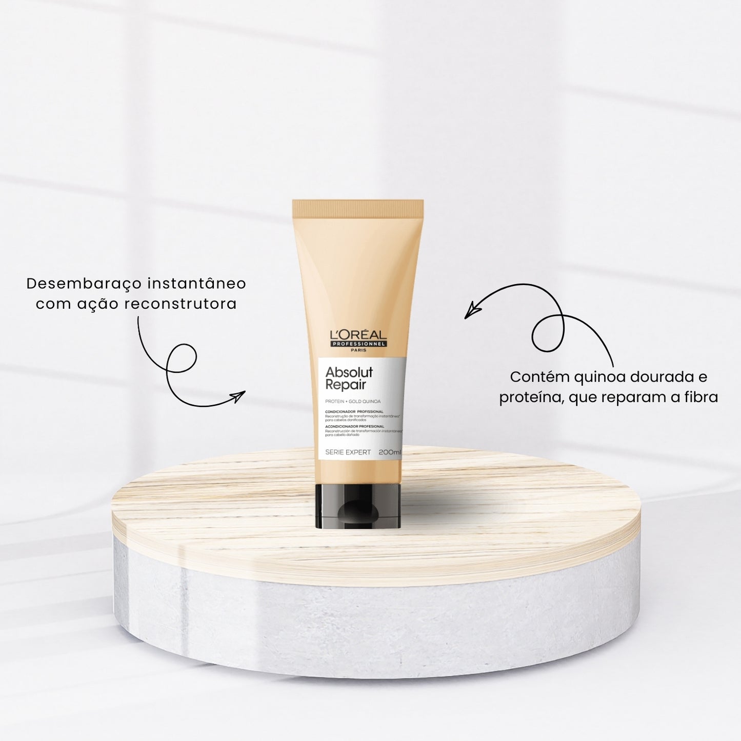 Kit Loreal Absolut Repair Gold Quinoa Shampoo 300 ml + Condicionador 200 ml