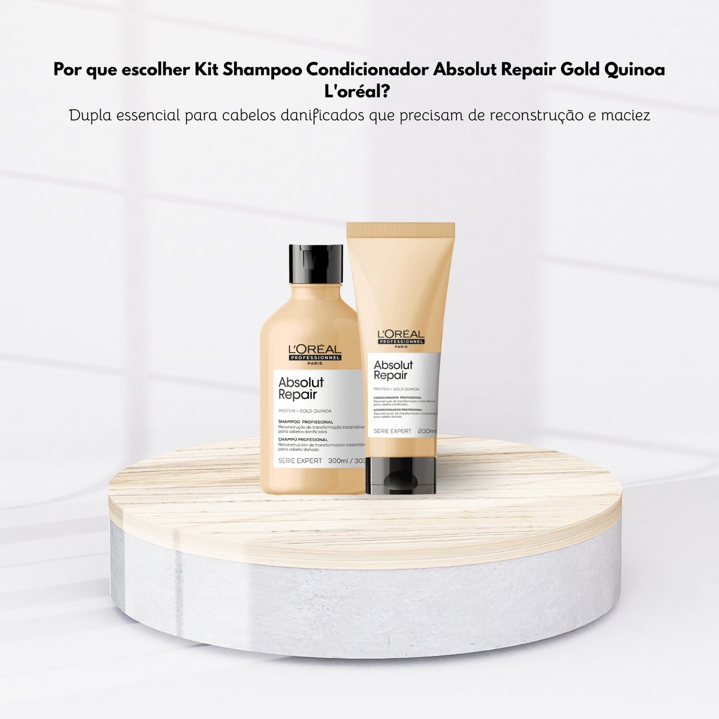 Kit Loreal Absolut Repair Gold Quinoa Shampoo 300 ml + Condicionador 200 ml