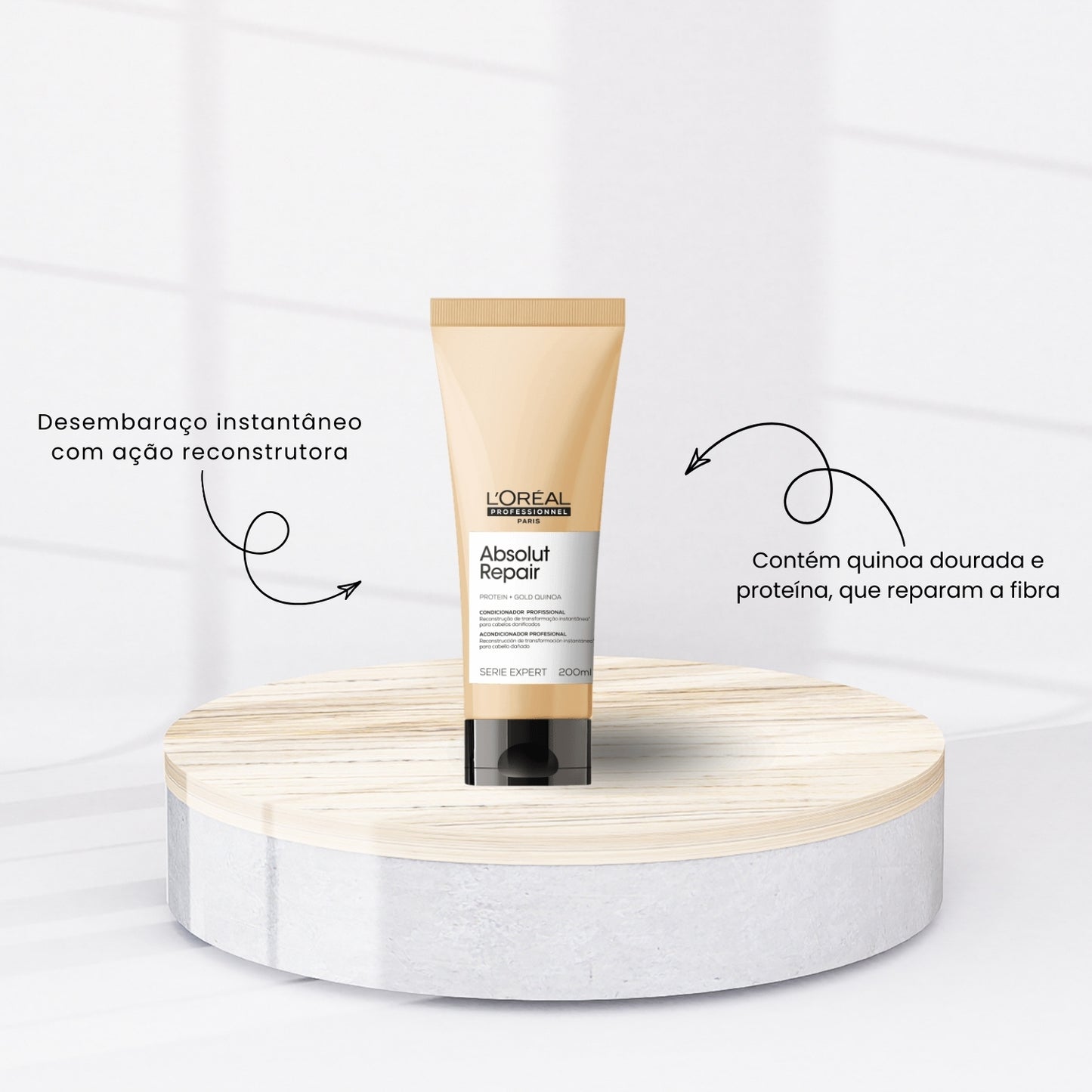 Kit Loreal Absolut Repair Gold Quinoa Shampoo 300 ml + Condicionador 200 ml + Máscara 250 g