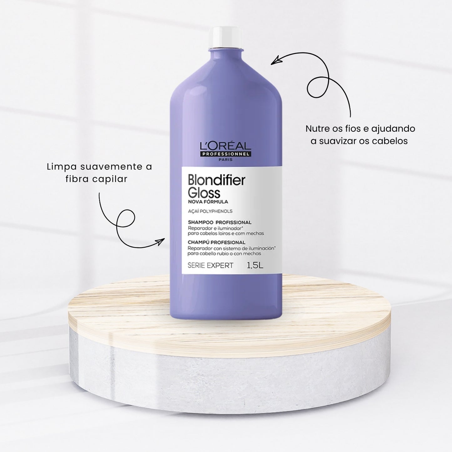 Kit Loreal Blondifier Gloss Shampoo + Condicionador 1,5L + Máscara 500 g