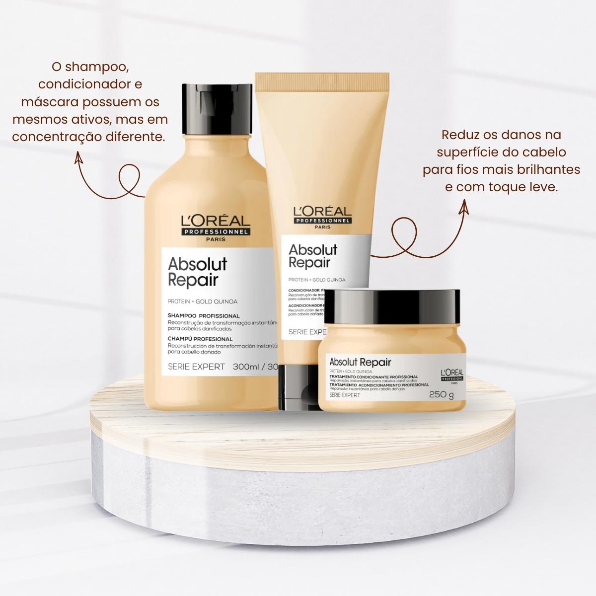 Kit Loreal Absolut Repair Gold Quinoa Tratamento Leve