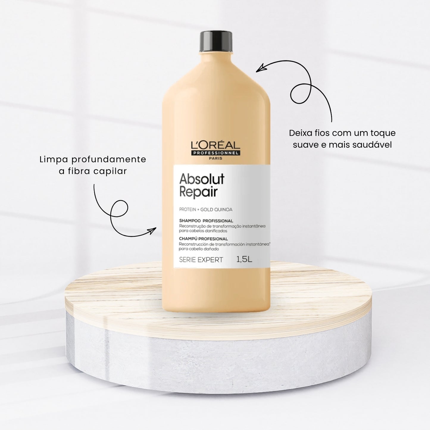 Kit Loreal Absolut Repair Gold Quinoa Tratamento Trio Toque Leve