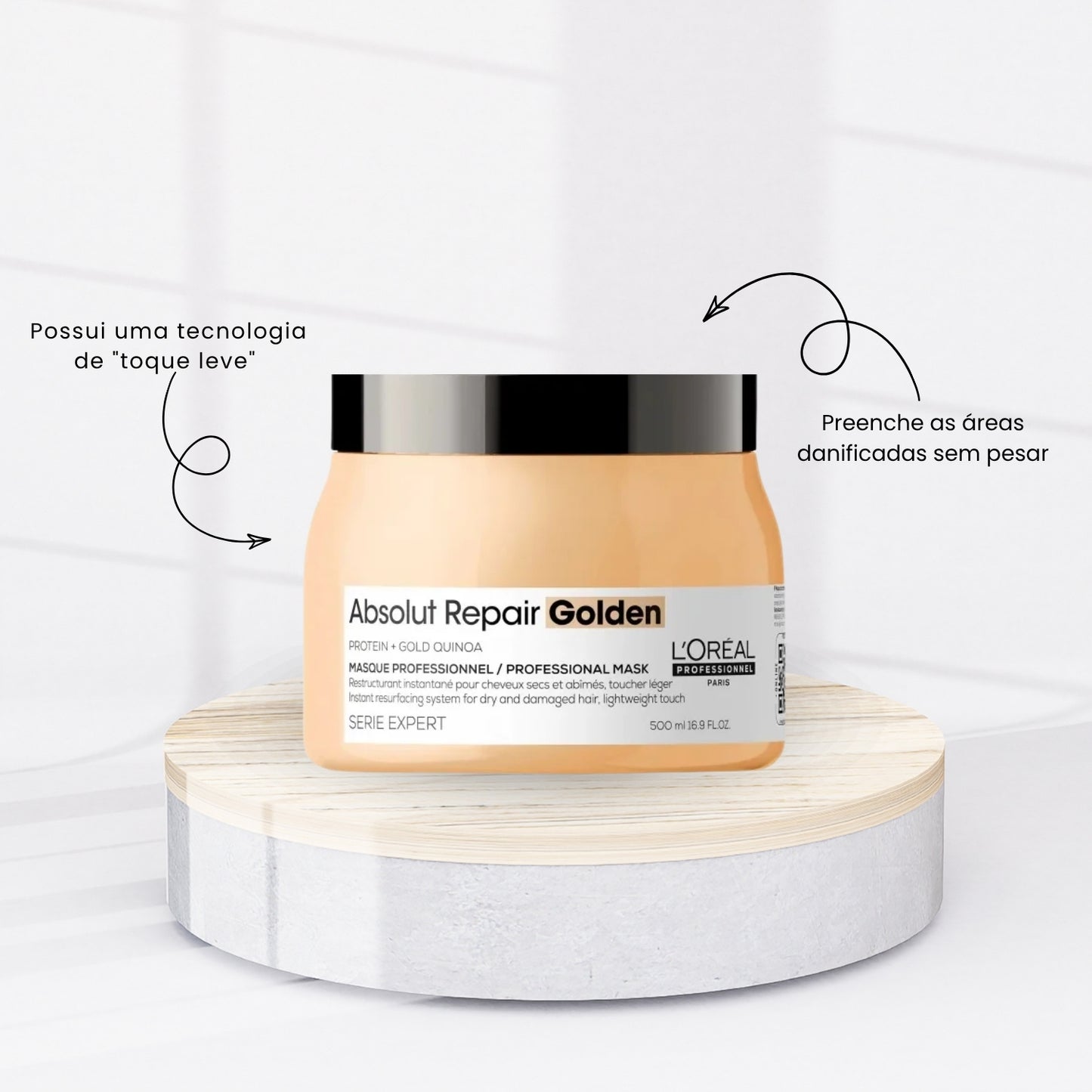 Kit Loreal Absolut Repair Gold Quinoa Tratamento Trio Toque Leve