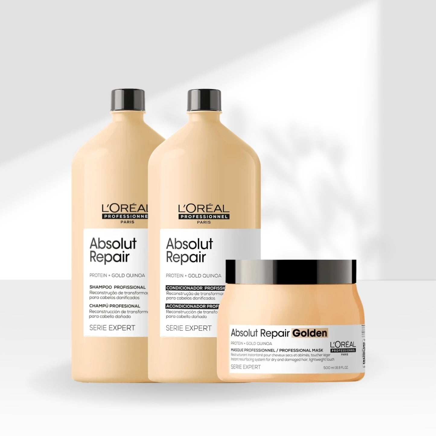 Kit Loreal Absolut Repair Gold Quinoa Tratamento Trio Toque Leve
