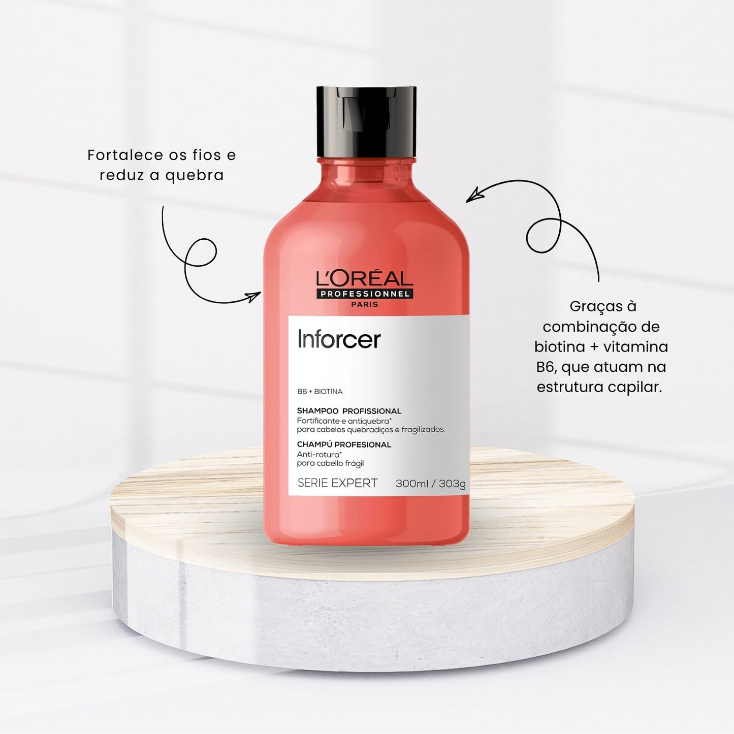 Kit Loreal Inforcer Shampoo 300 ml + Condicionador 200 ml
