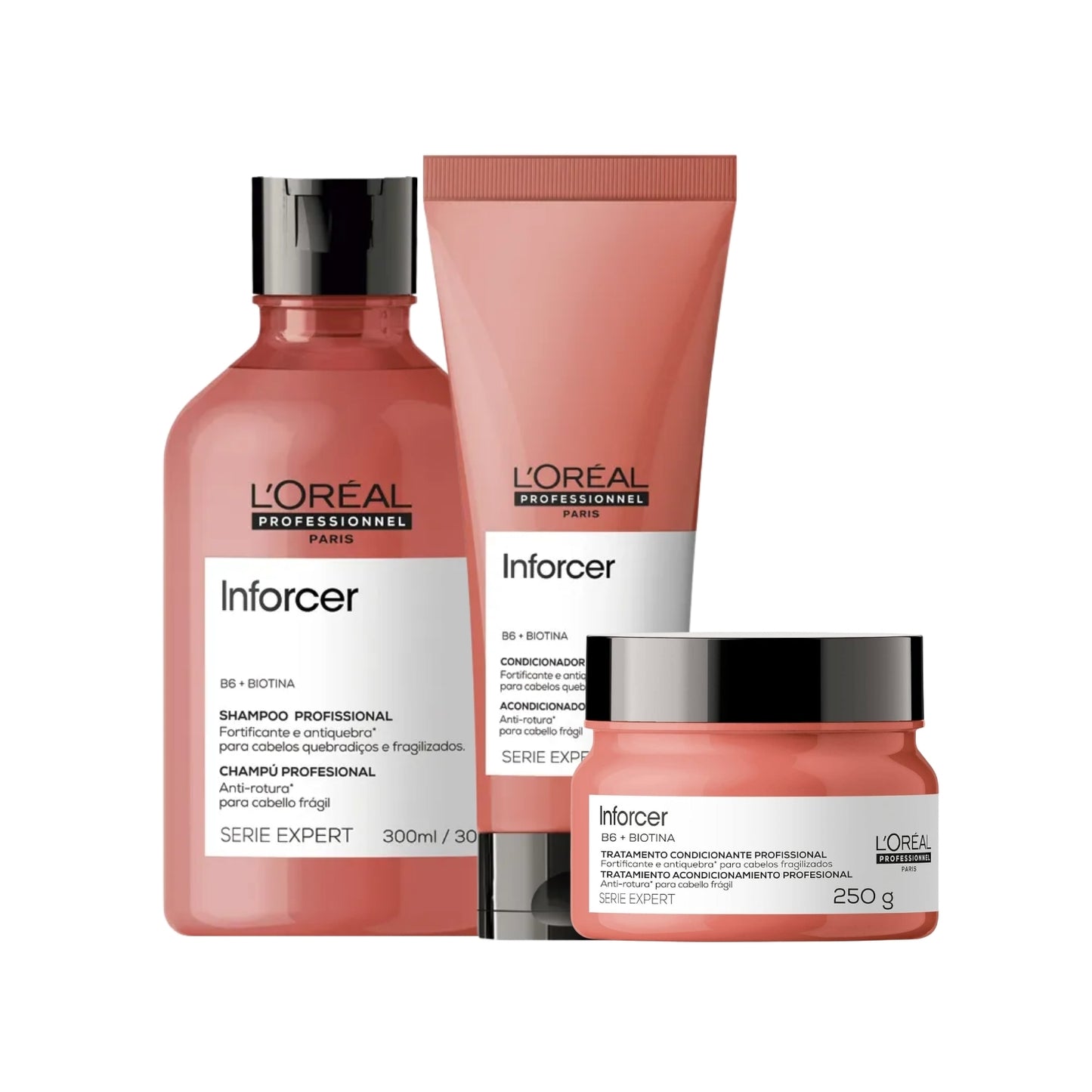 Kit Loreal Inforcer Shampoo 300 ml + Condicionador 200 ml + Máscara 250 ml