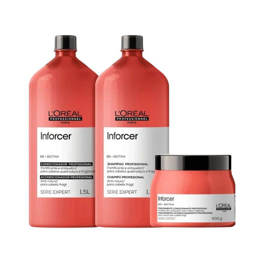 Kit Loreal Inforcer Shampoo + Condicionador 1,5L + Máscara 500 ml