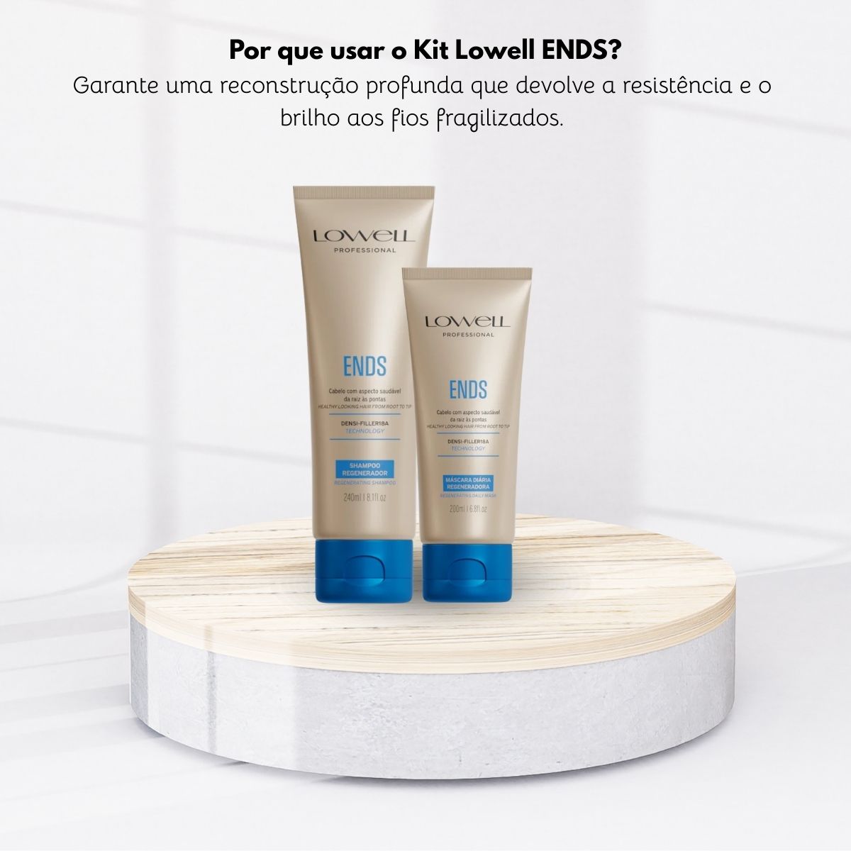 Kit Lowell Ends Regeneração Shampoo 240 ml + Máscara 200 ml