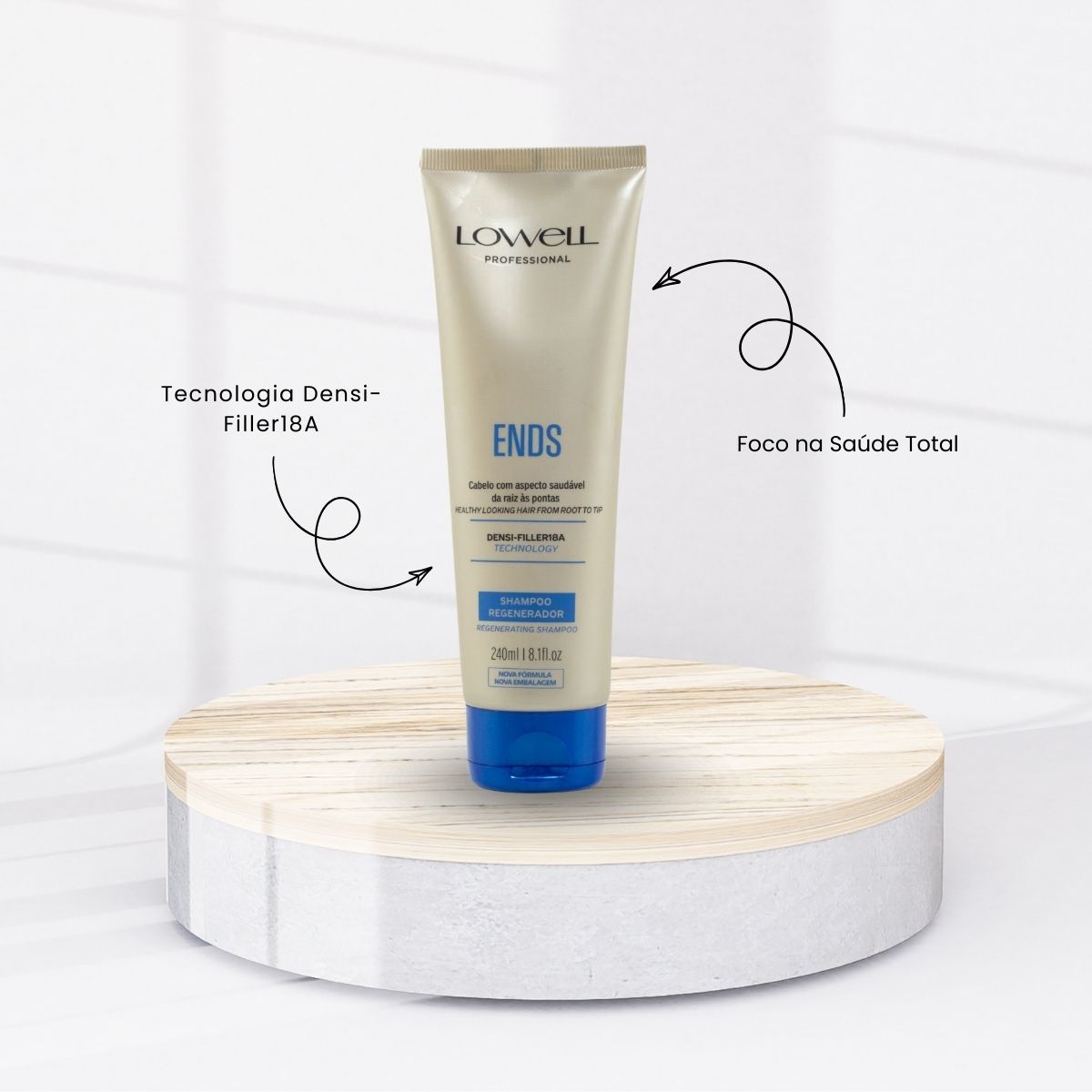 Kit Lowell Ends Regeneração Shampoo 240 ml + Máscara 200 ml + Leave 100 ml
