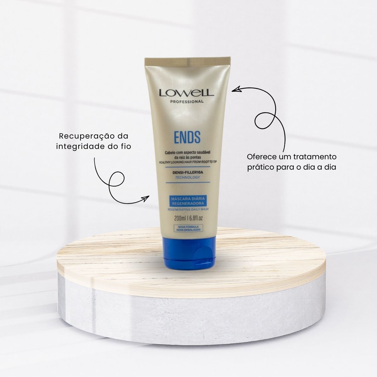 Kit Lowell Ends Regeneração Shampoo 240 ml + Máscara 200 ml + Leave 100 ml
