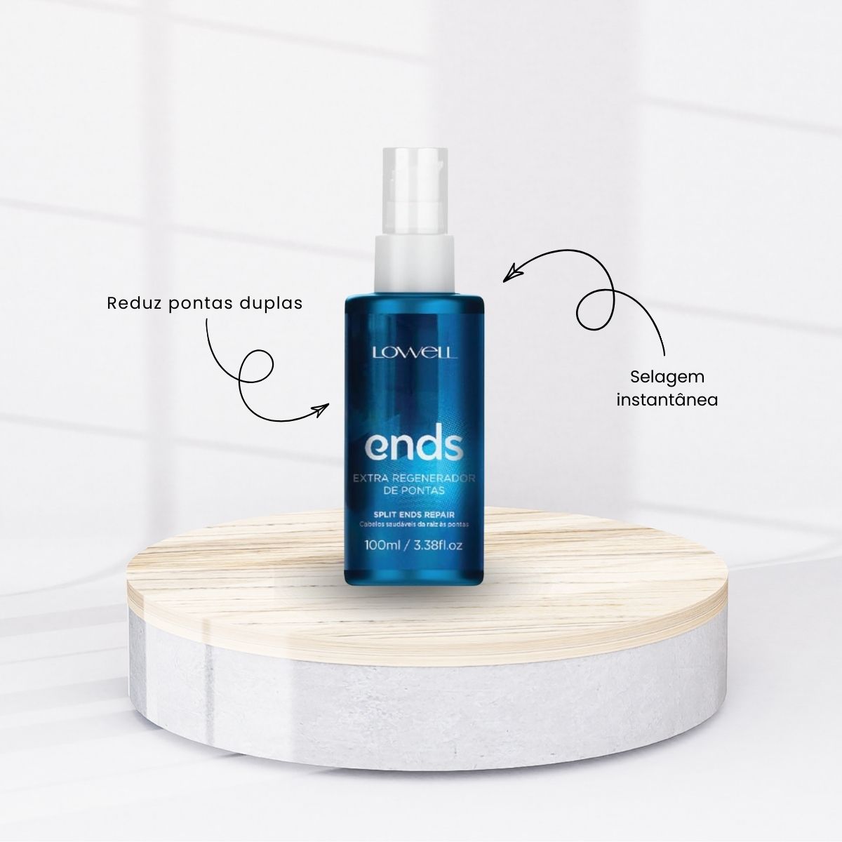 Kit Lowell Ends Regeneração Shampoo 240 ml + Máscara 200 ml + Leave 100 ml