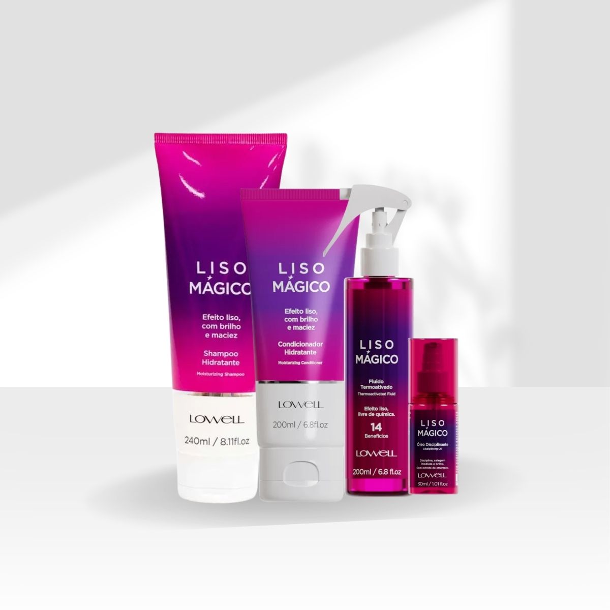 Kit Lowell Keeping Liss Liso Mágico Shampoo + Condicionador + Termoativo + Oleo Capilar