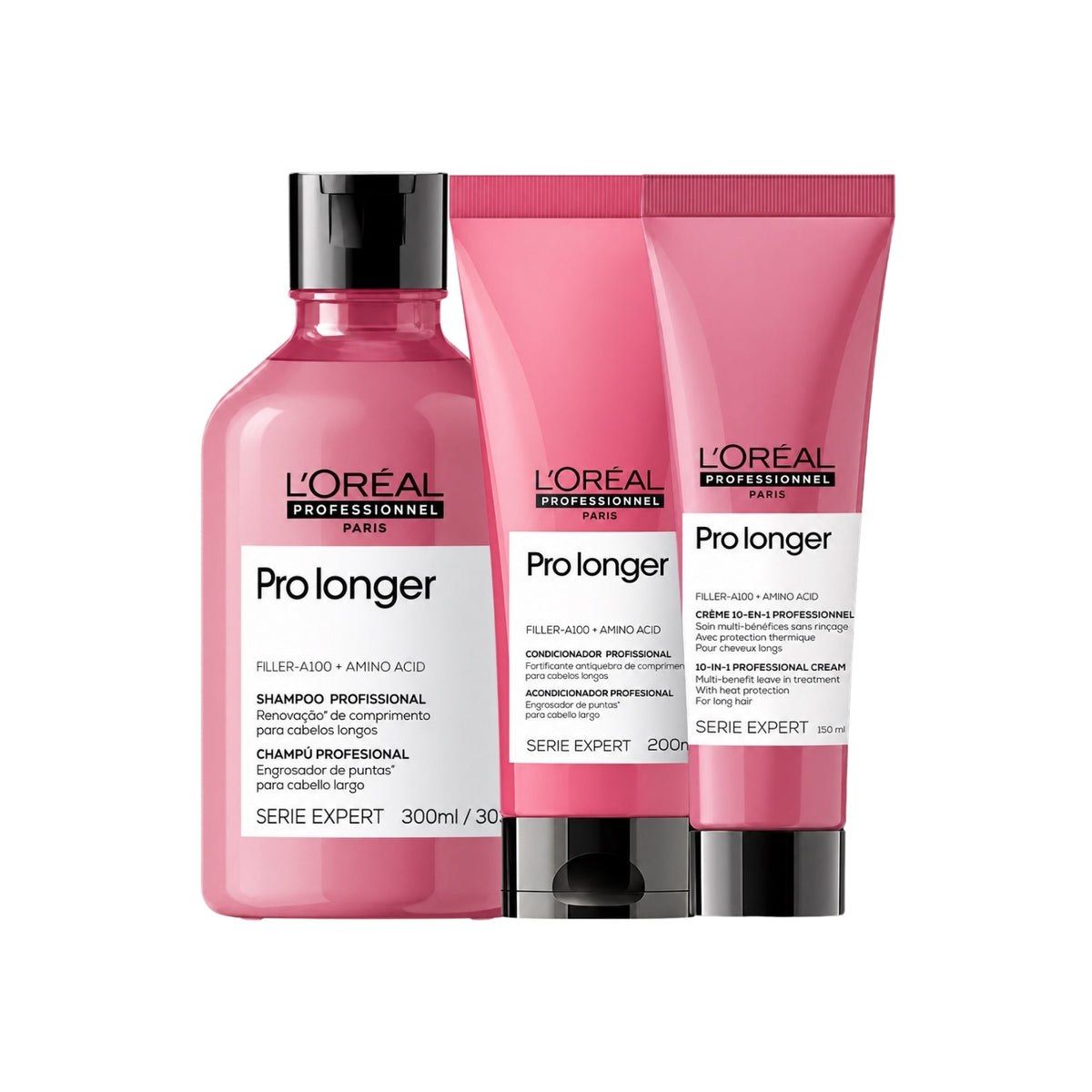 Kit Loreal Pro Longer Shampoo 300 ml + Condicionador 200 ml + Leave-in 150 ml