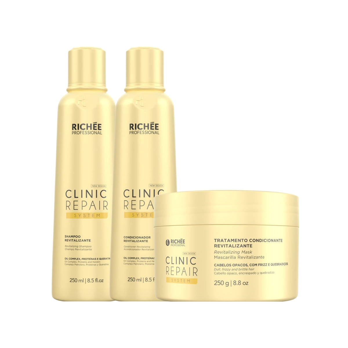 Kit Richée Clinic Repair System Shampoo 250 ml + Condicionador 250 ml + Máscara 250 g