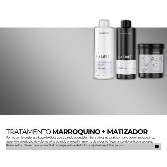 Kit Madamelis Bambarro Escova Progressiva Duo + Máscara Pro Neuter Yellow 1 Kg