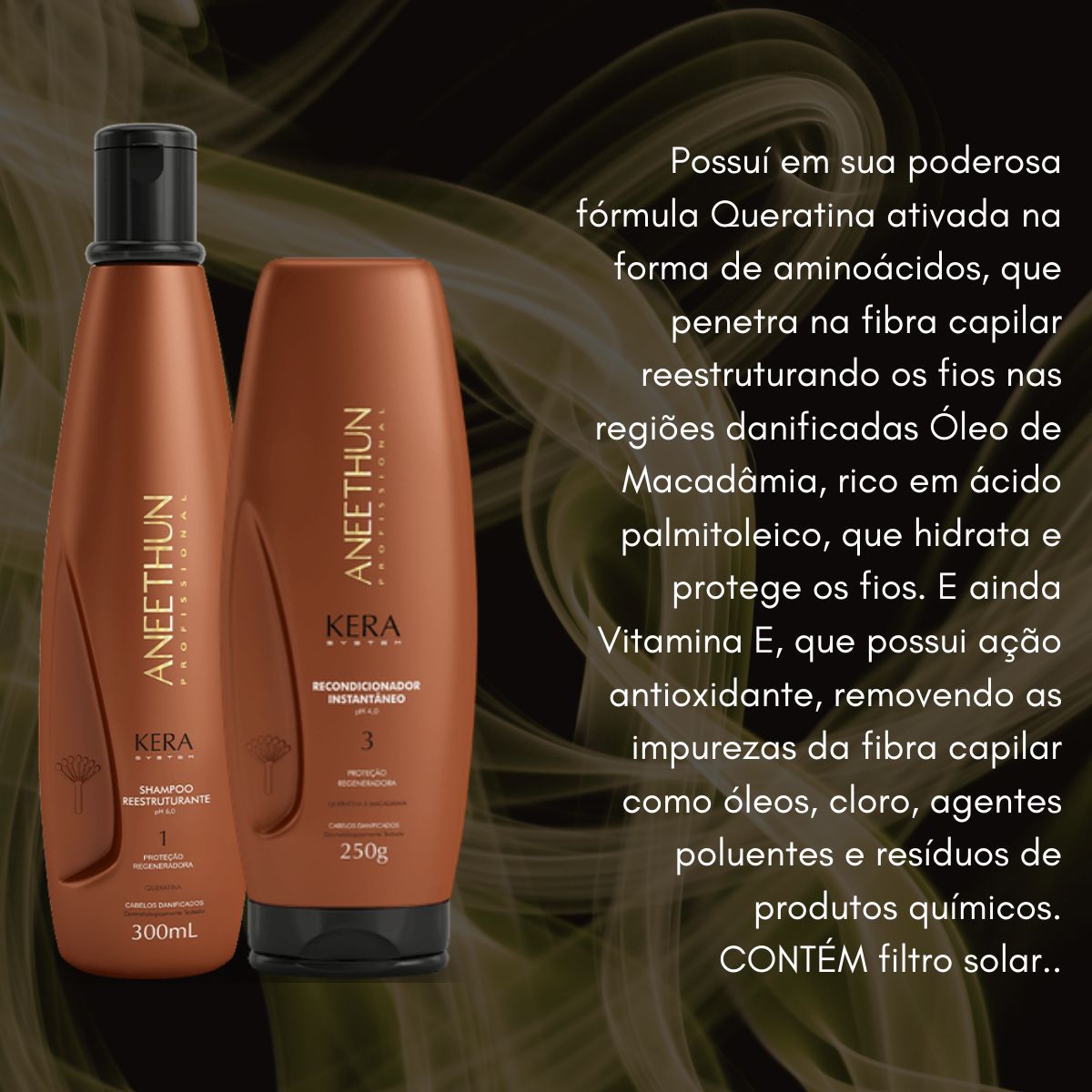 Kit Aneethun Kera Shampoo Reestruturante 300 ml + Máscara Condicionante 250 g