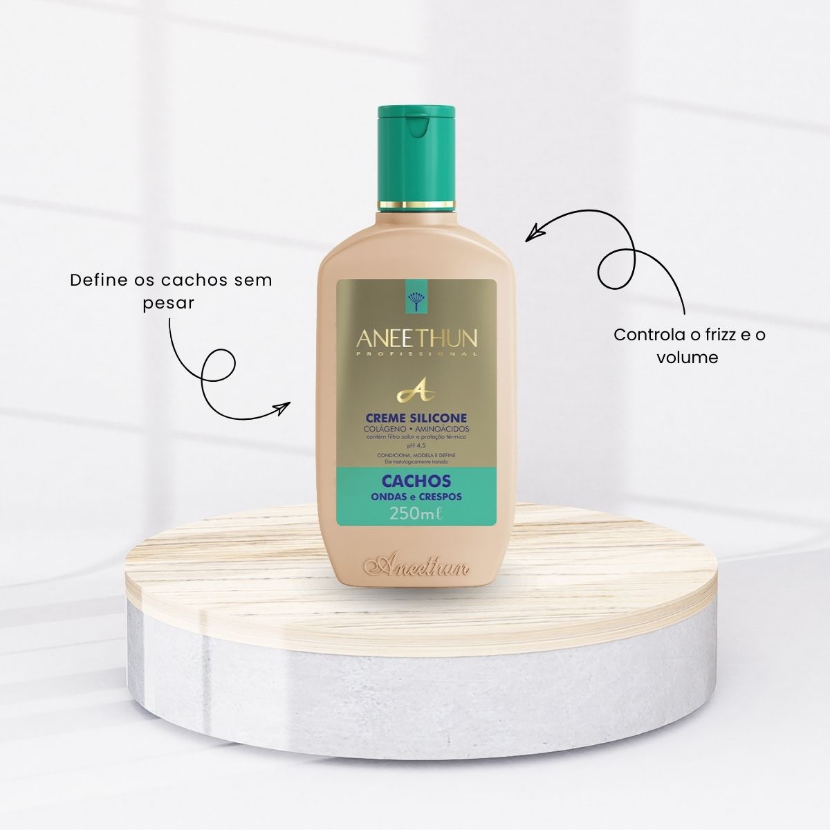 Leave-in Aneethun Linha A Creme de Silicone Cachos para Cabelo Cacheado 250 ml