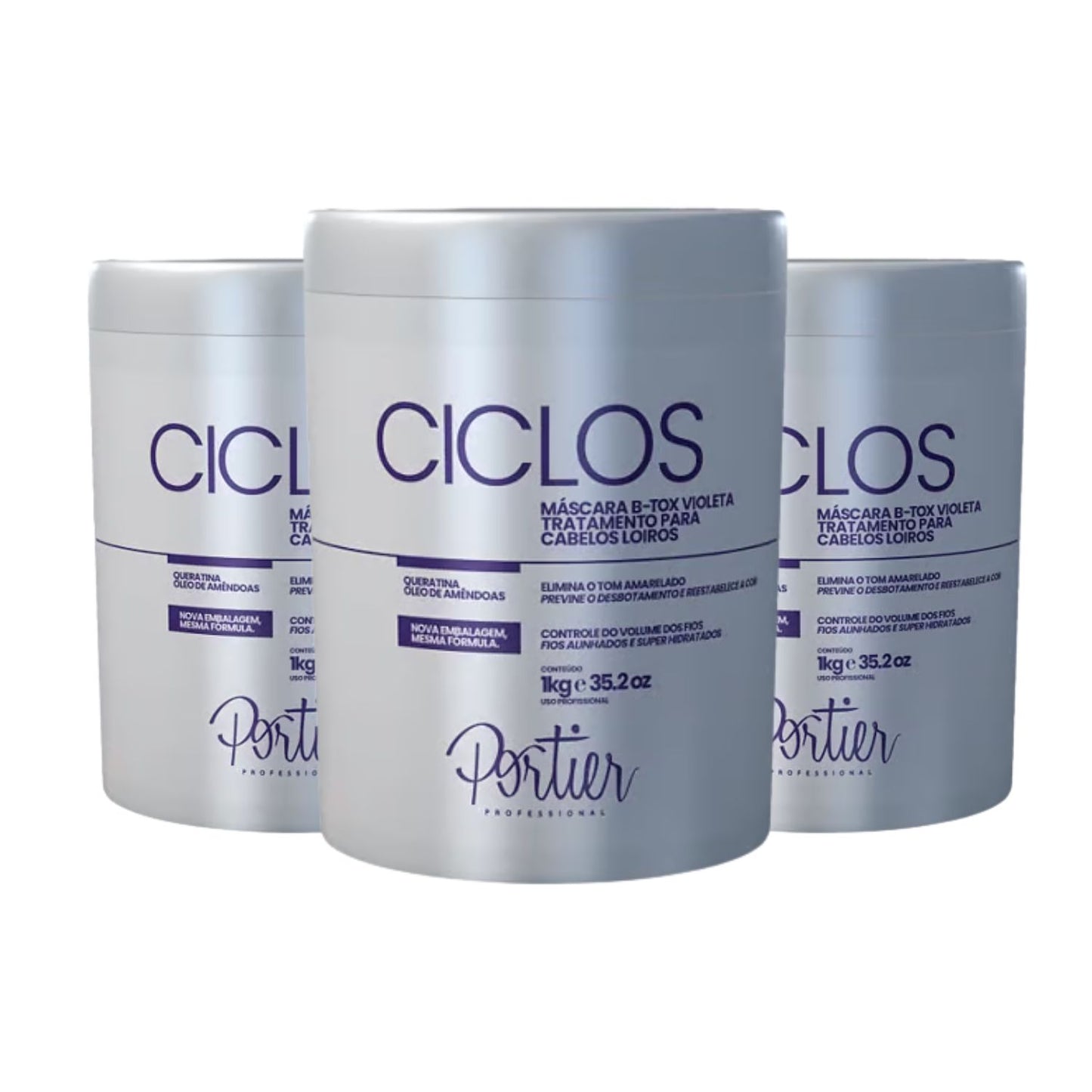 Kit Portier Ciclos B-Tox Violet Máscara Reconstrutora (3 x 1 Kg)