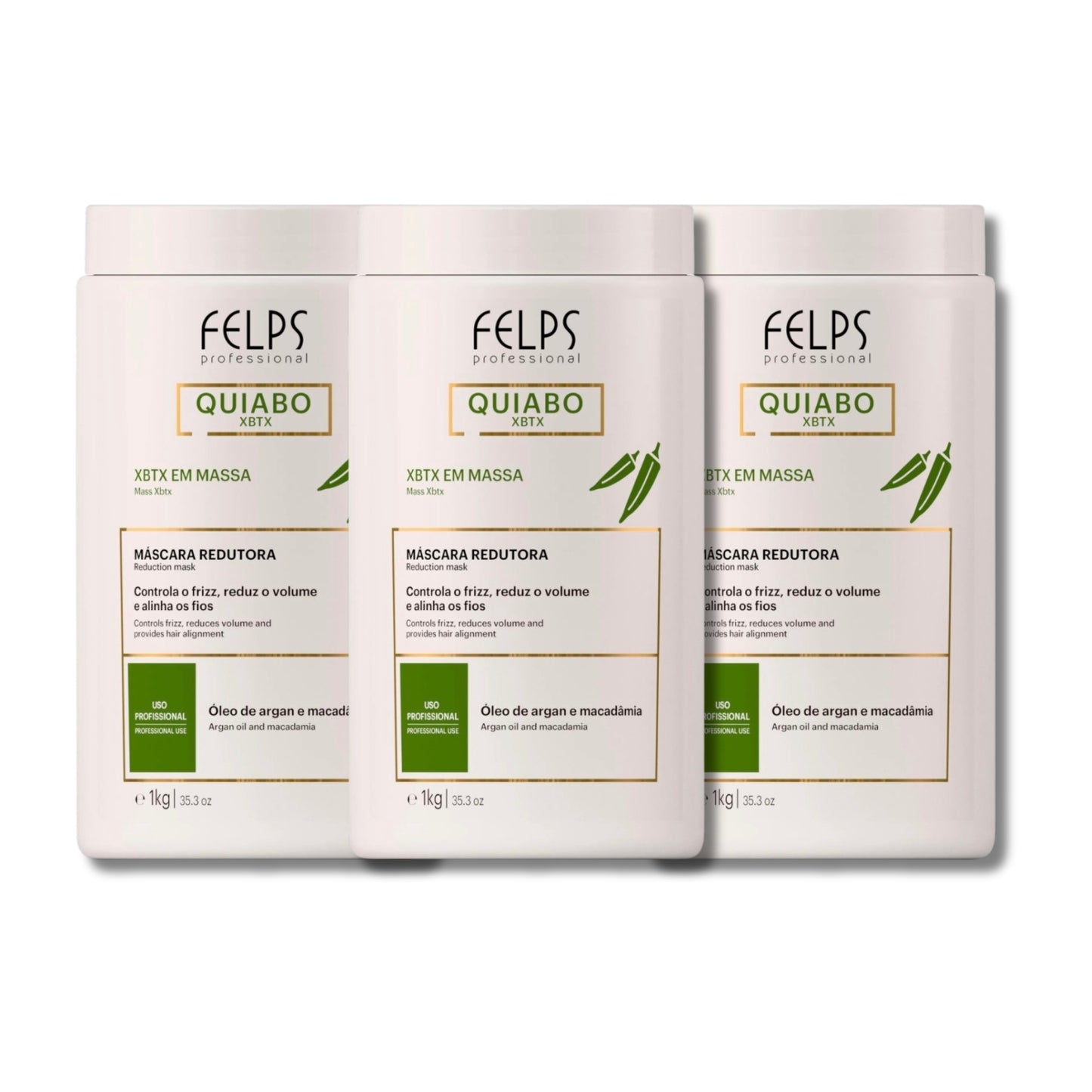 Kit Felps Quiabo XBTX Redutor de Volume em Massa ( 3 x 1 Kg )