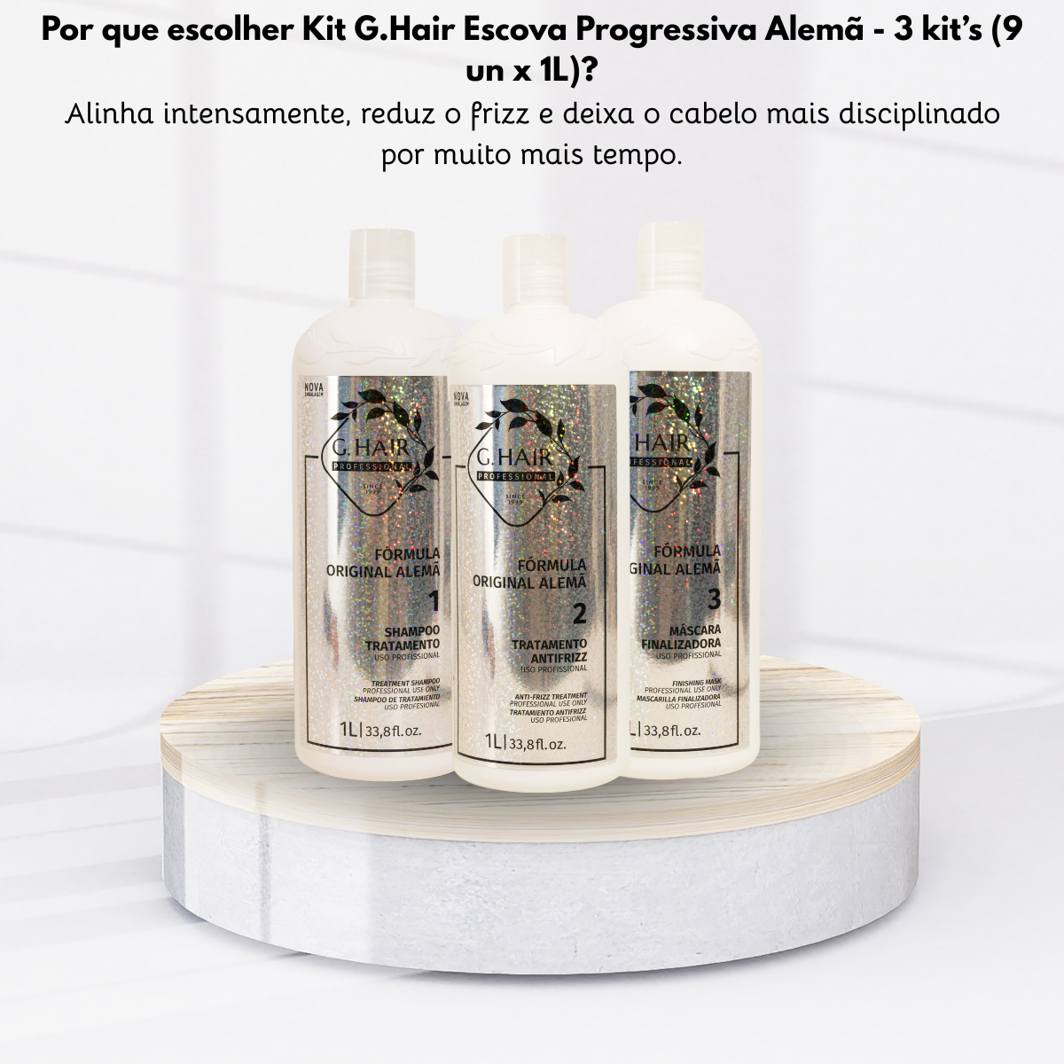 Kit G.Hair Escova Progressiva Alemã 3 (3 x 1 Litro)