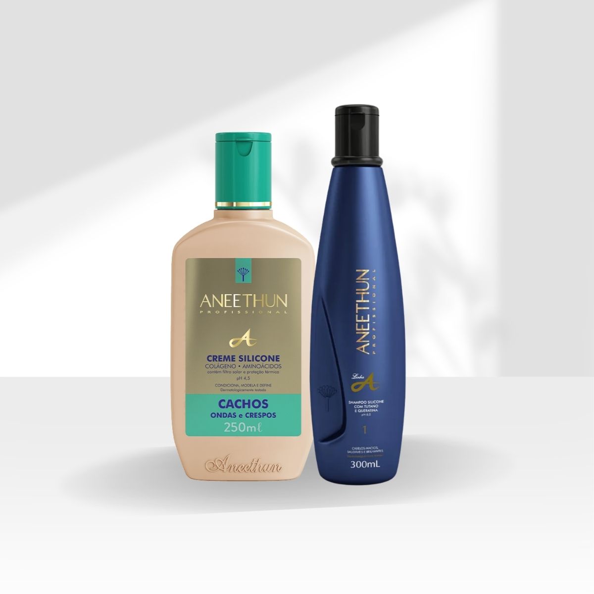 Kit Aneethun Linha A Shampoo 300 ml + Creme Cachos Ondas e Crespos 250 ml para Cabelo Cacheado