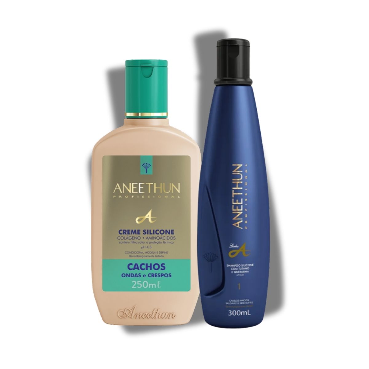 Kit Aneethun Linha A Shampoo 300 ml + Creme Cachos Ondas e Crespos 250 ml para Cabelo Cacheado
