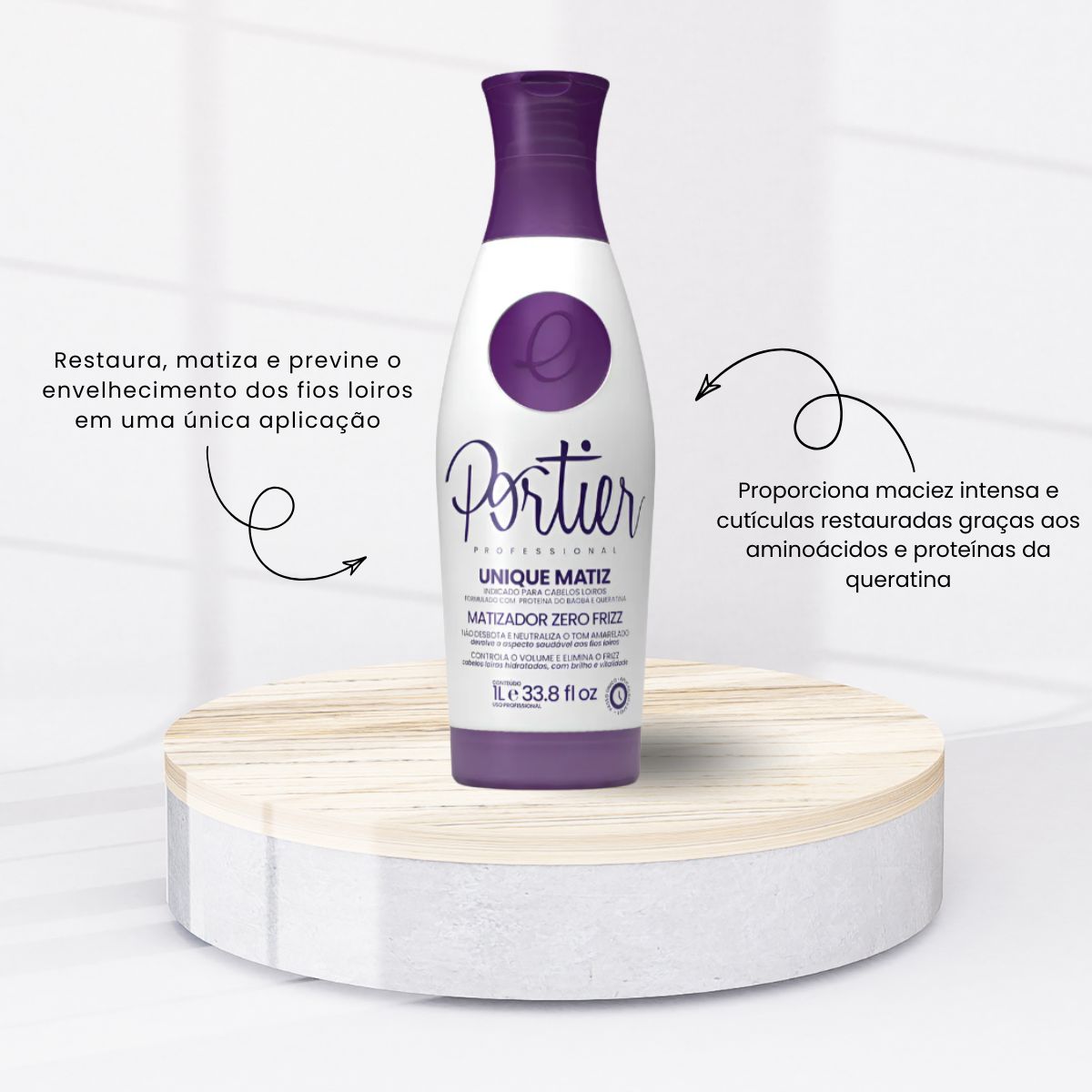 Kit Portier Unique Termo Redutor Matizador 1 Litro + Ciclos B-Tox Violet Máscara Reconstrutora 1 Kg